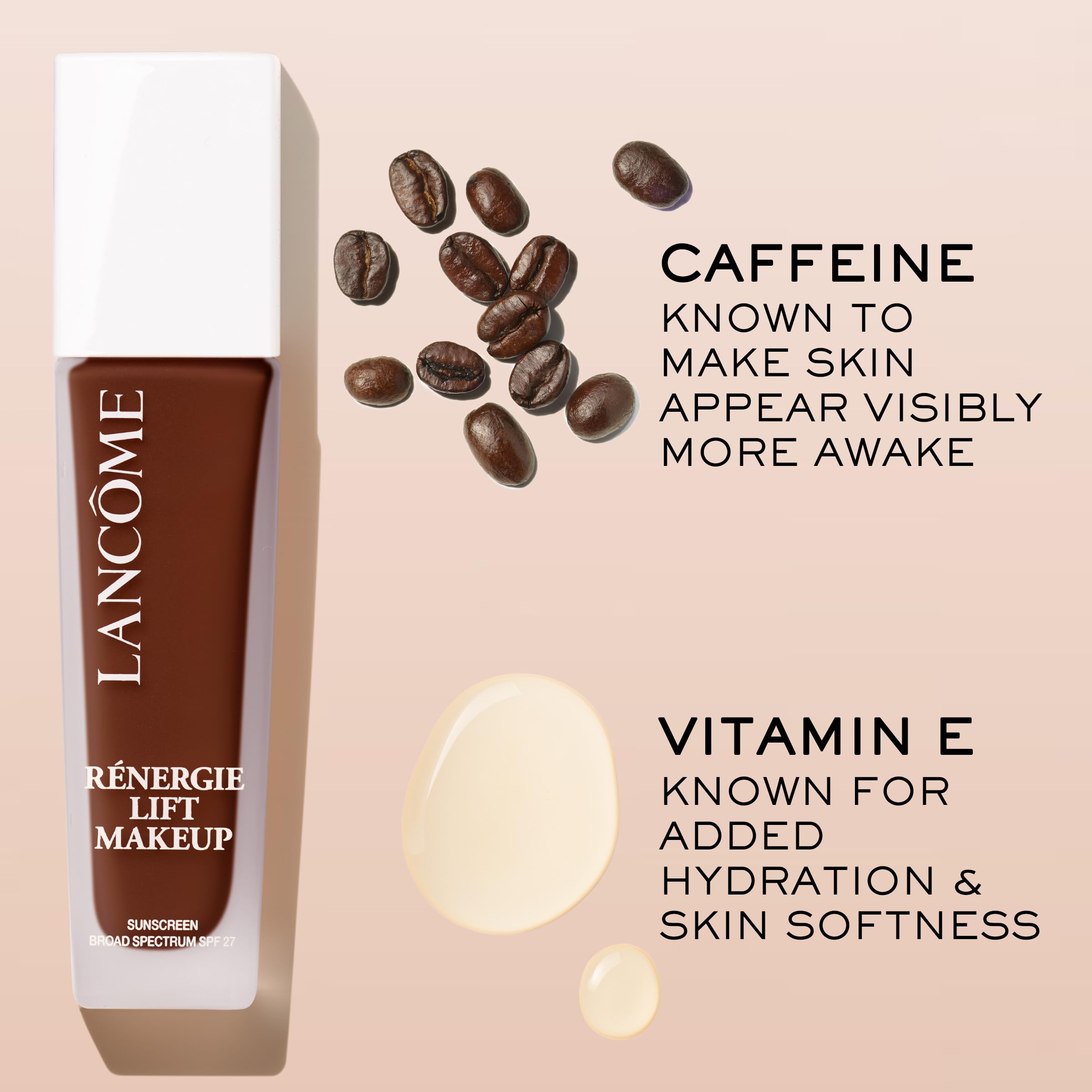 Lancôme before-and-after split face showing visible smoothing and evening benefit
