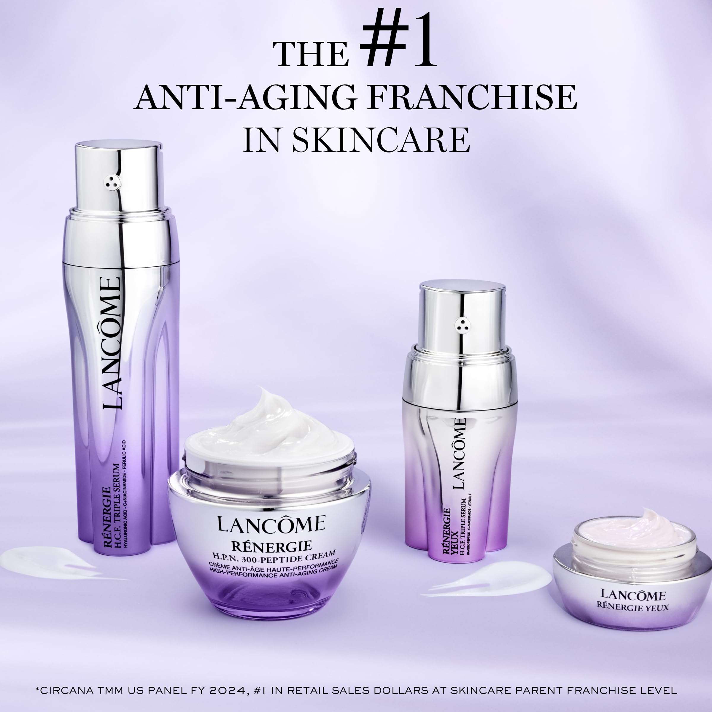 Lancôme ingredient label close-up, displays active ingredients and formulation transparency