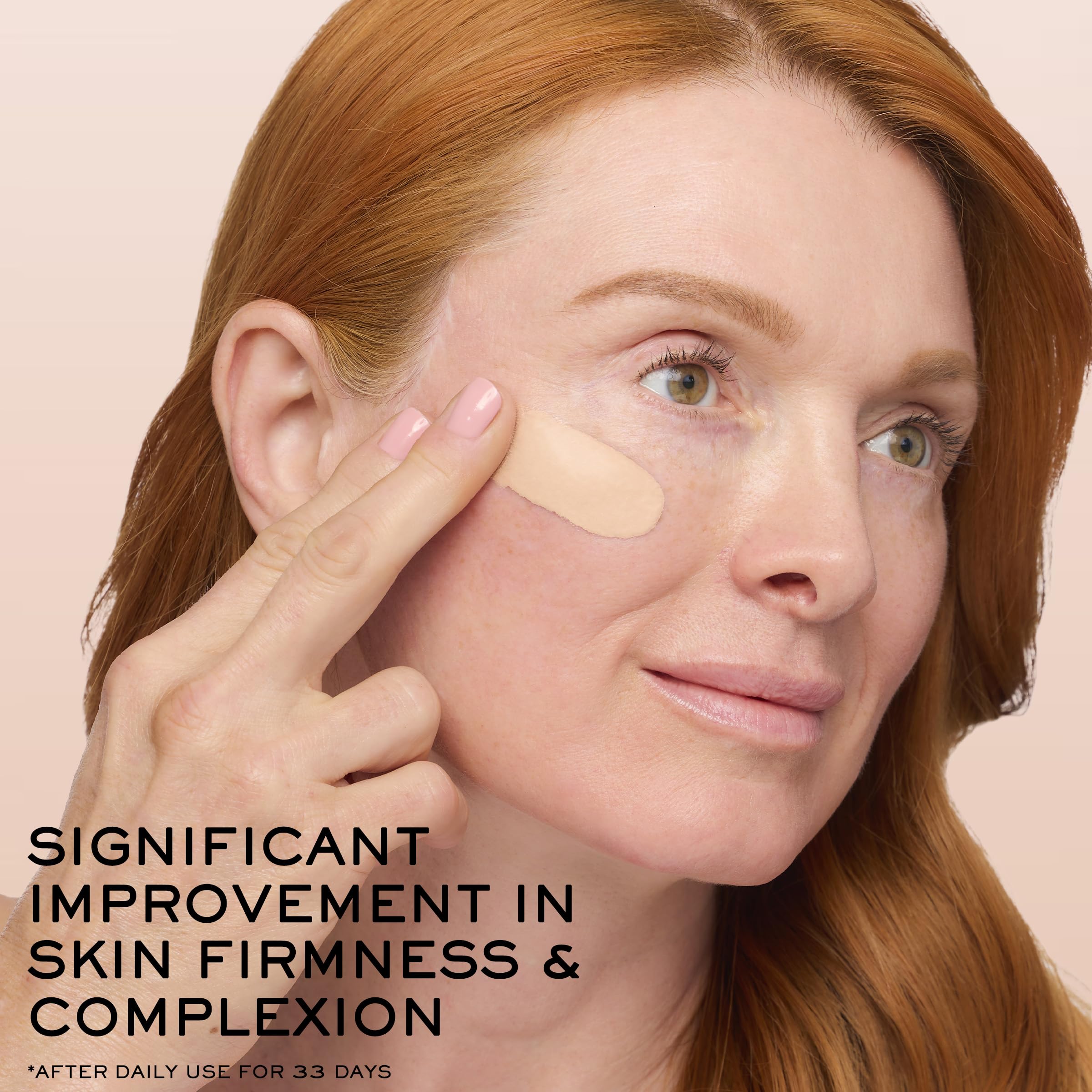Lancôme application on model demonstrating even coverage and luminous finish benefit