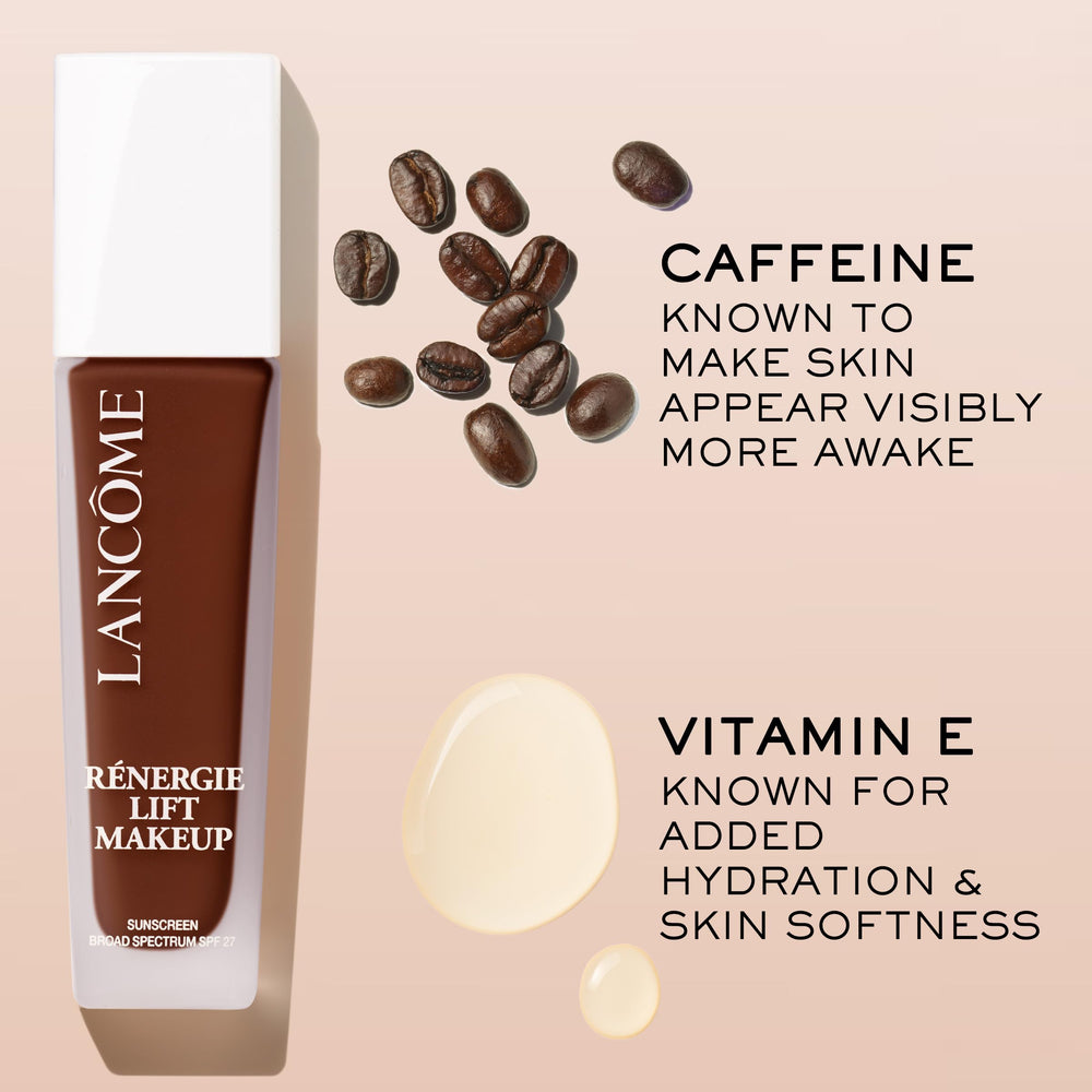 Lancôme shade 140 bottle beside coin for scale showing size clarity benefit