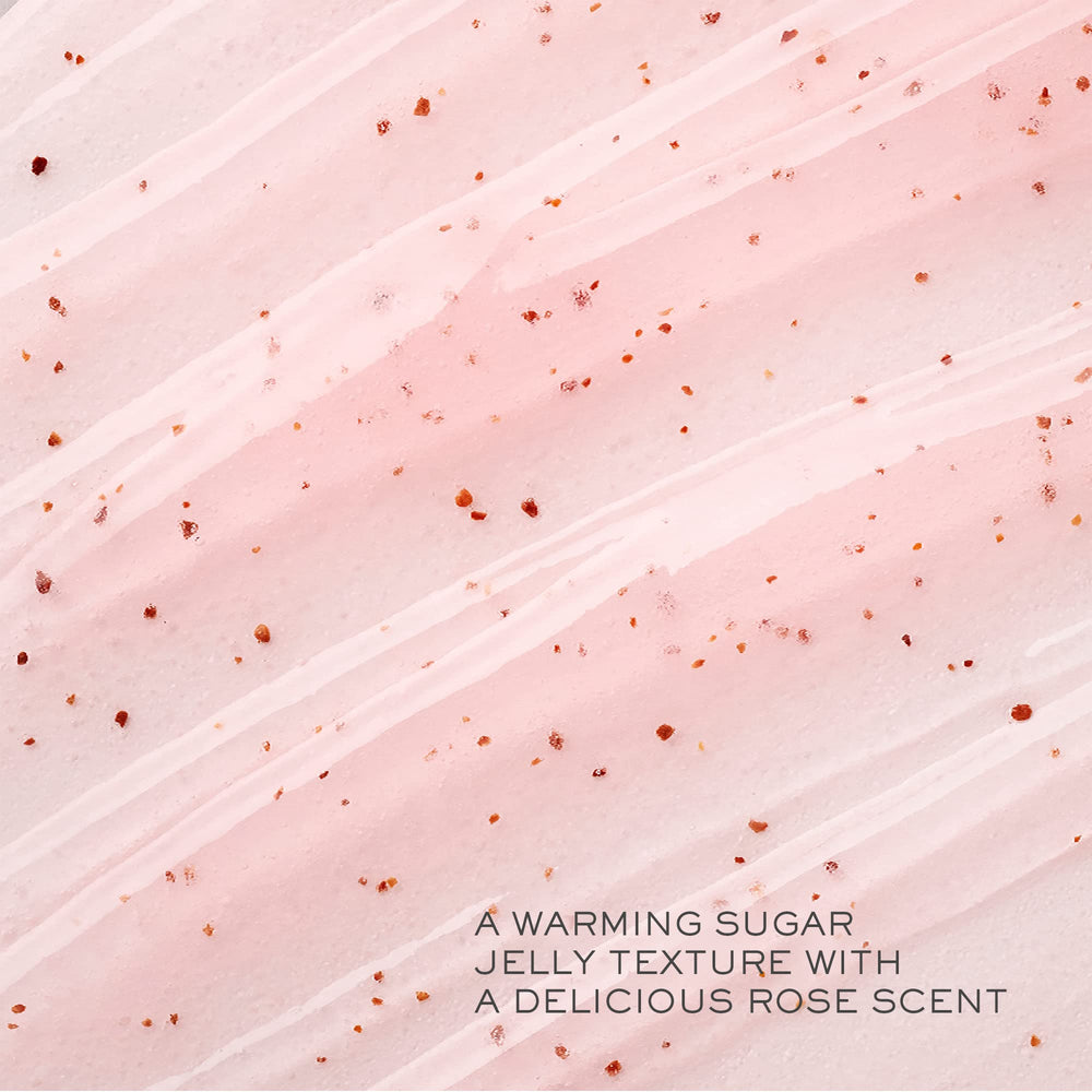 Lancôme sugar scrub texture close-up in hand, shows grains and hydrating cream