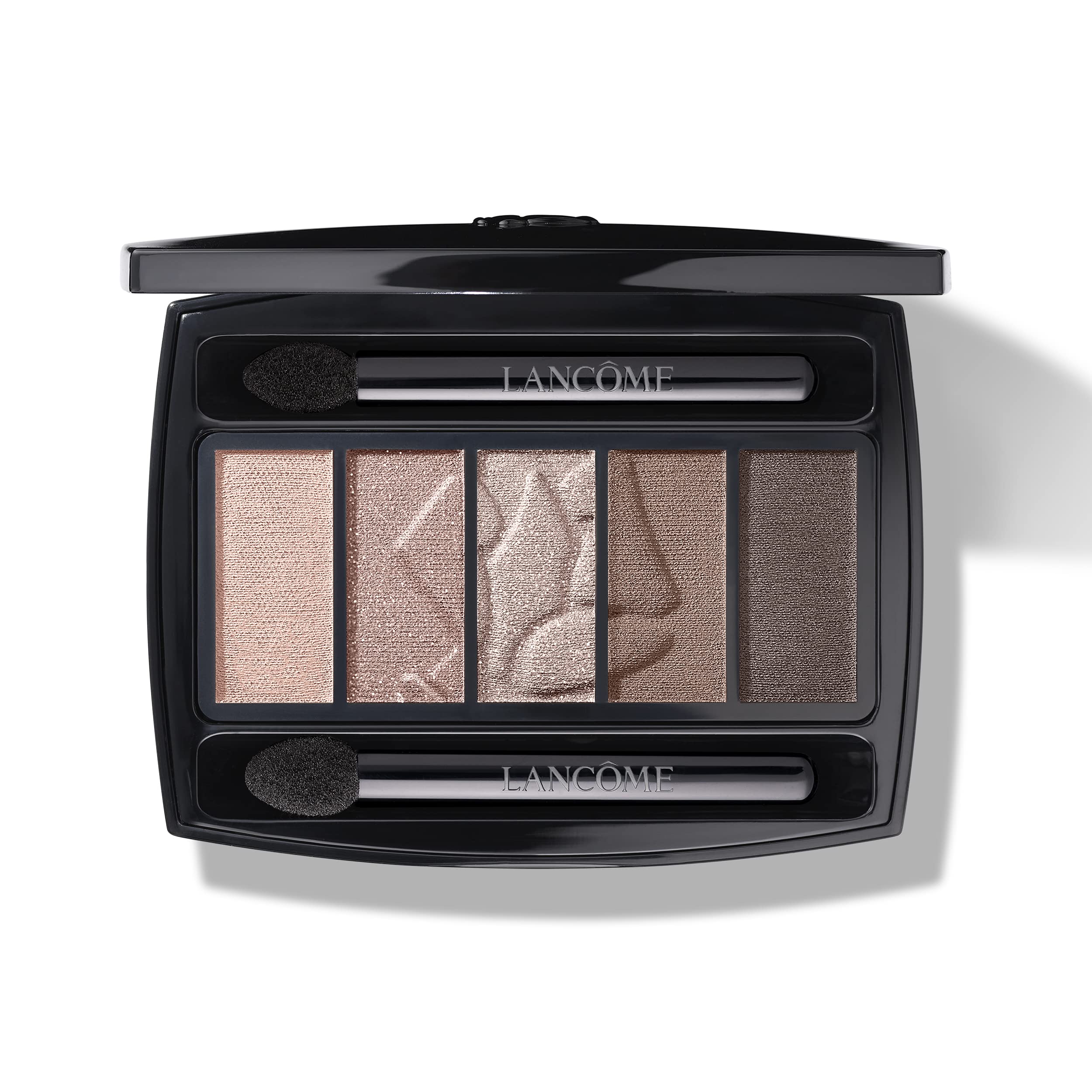 Lancôme palette front view showing Taupe Craze compact and logo, elegant convenience