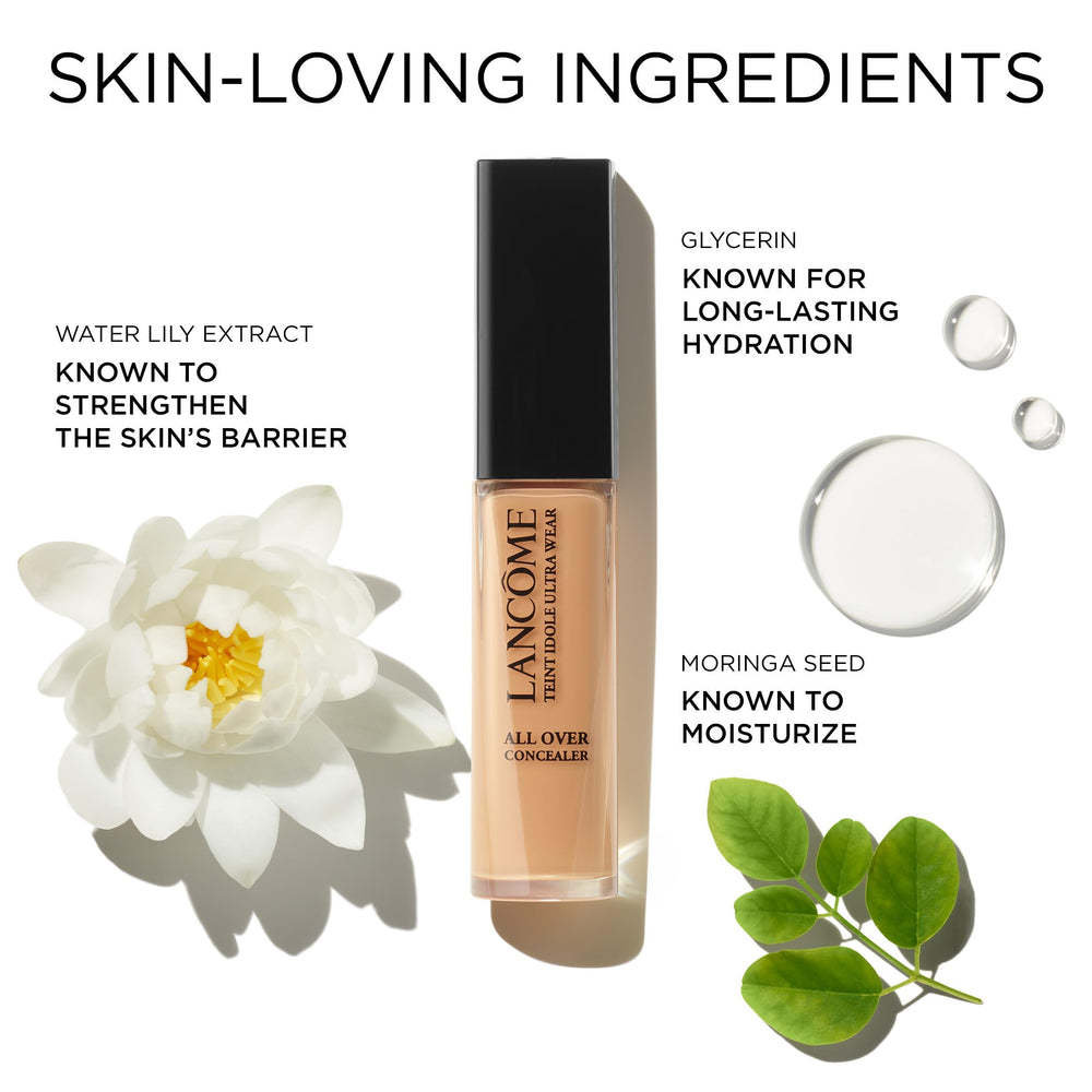 Lancôme before and after split showing blemish coverage and natural finish