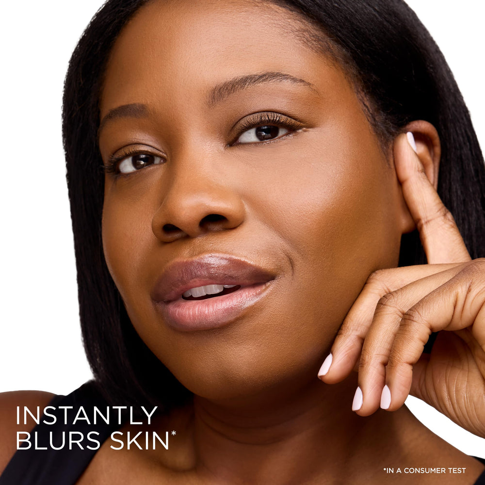Lancôme stick blended on cheek before and after showing natural even finish benefit
