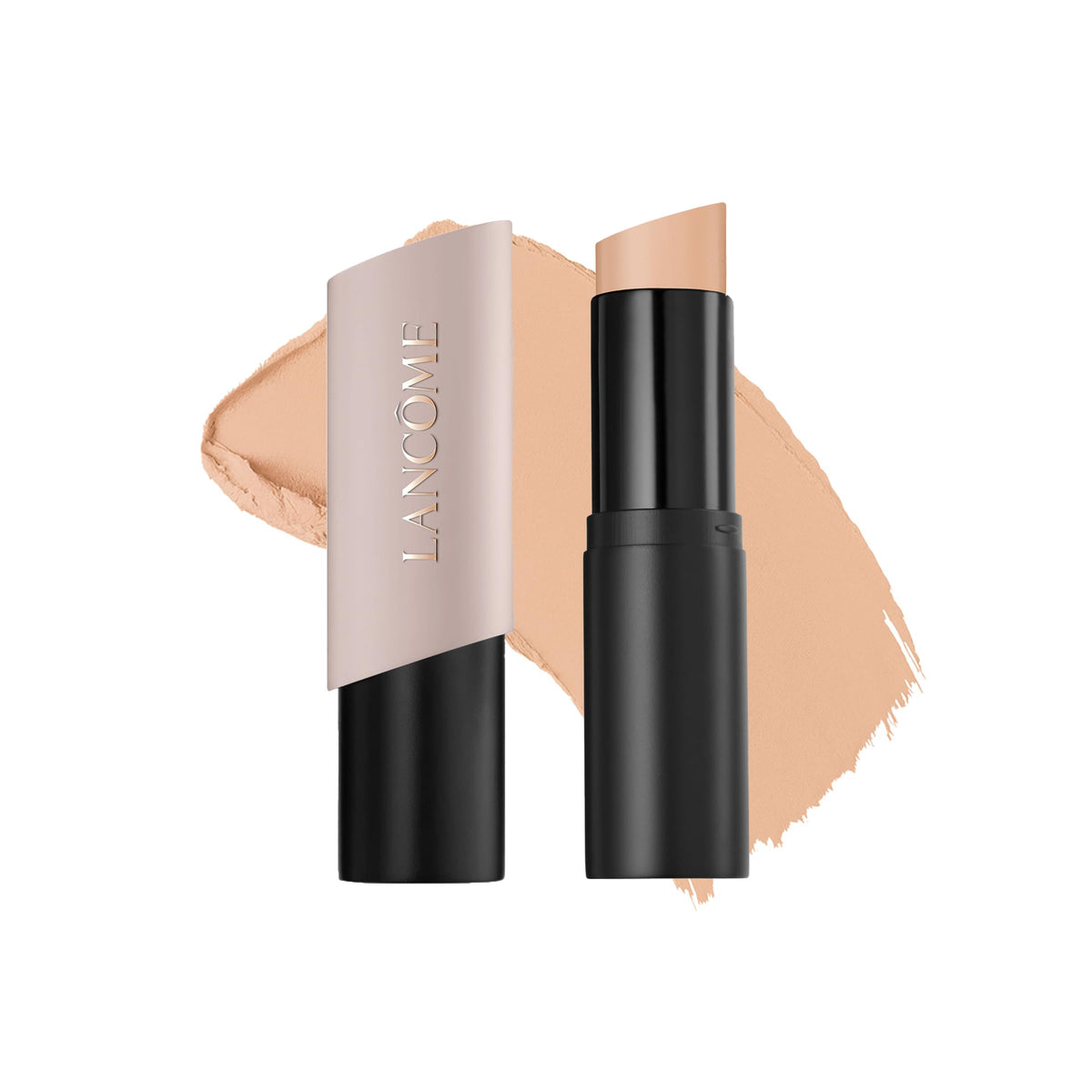 Lancôme stick front packaging showing compact design and shade Cap benefit