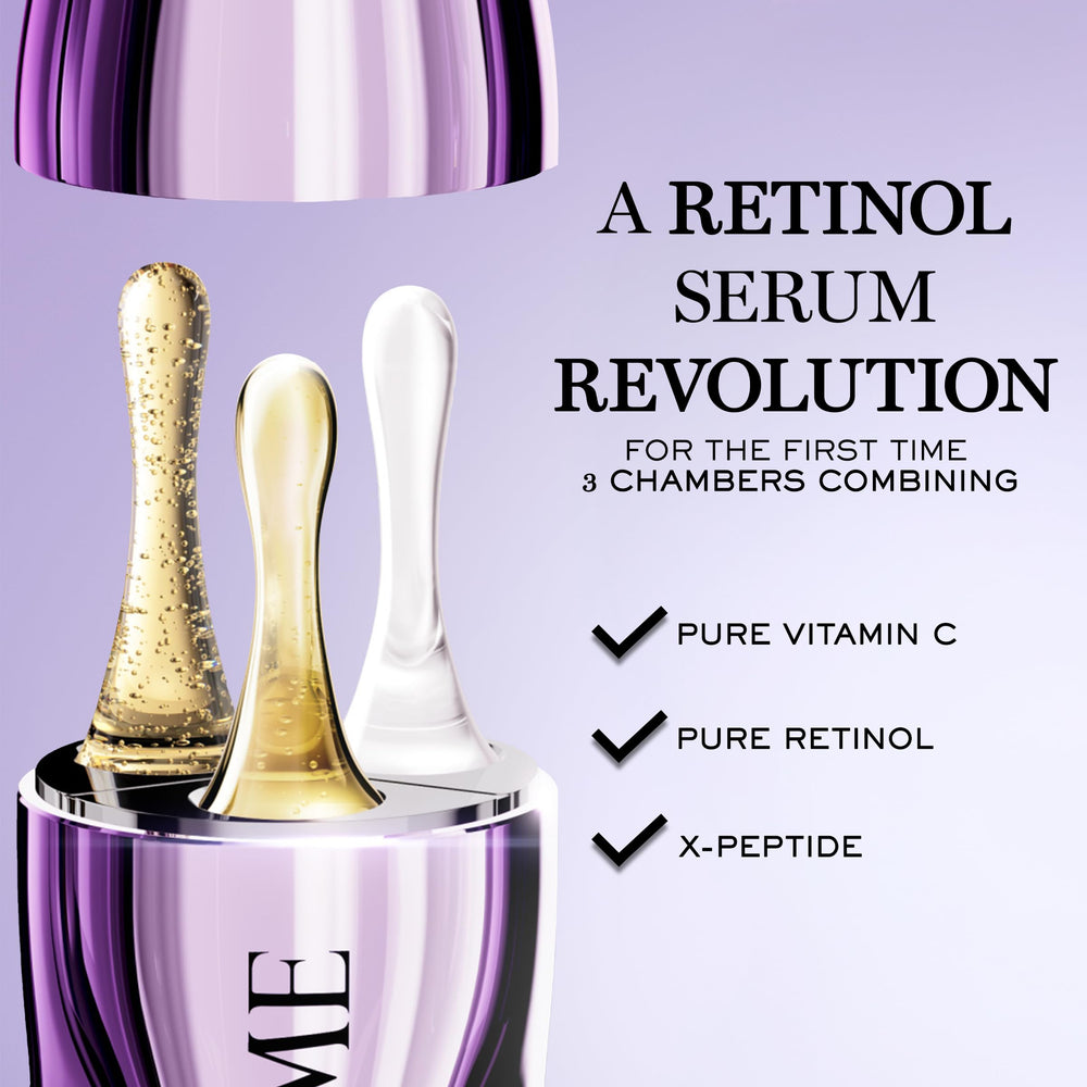 Lancôme close-up of triple-chamber dispenser for balanced actives