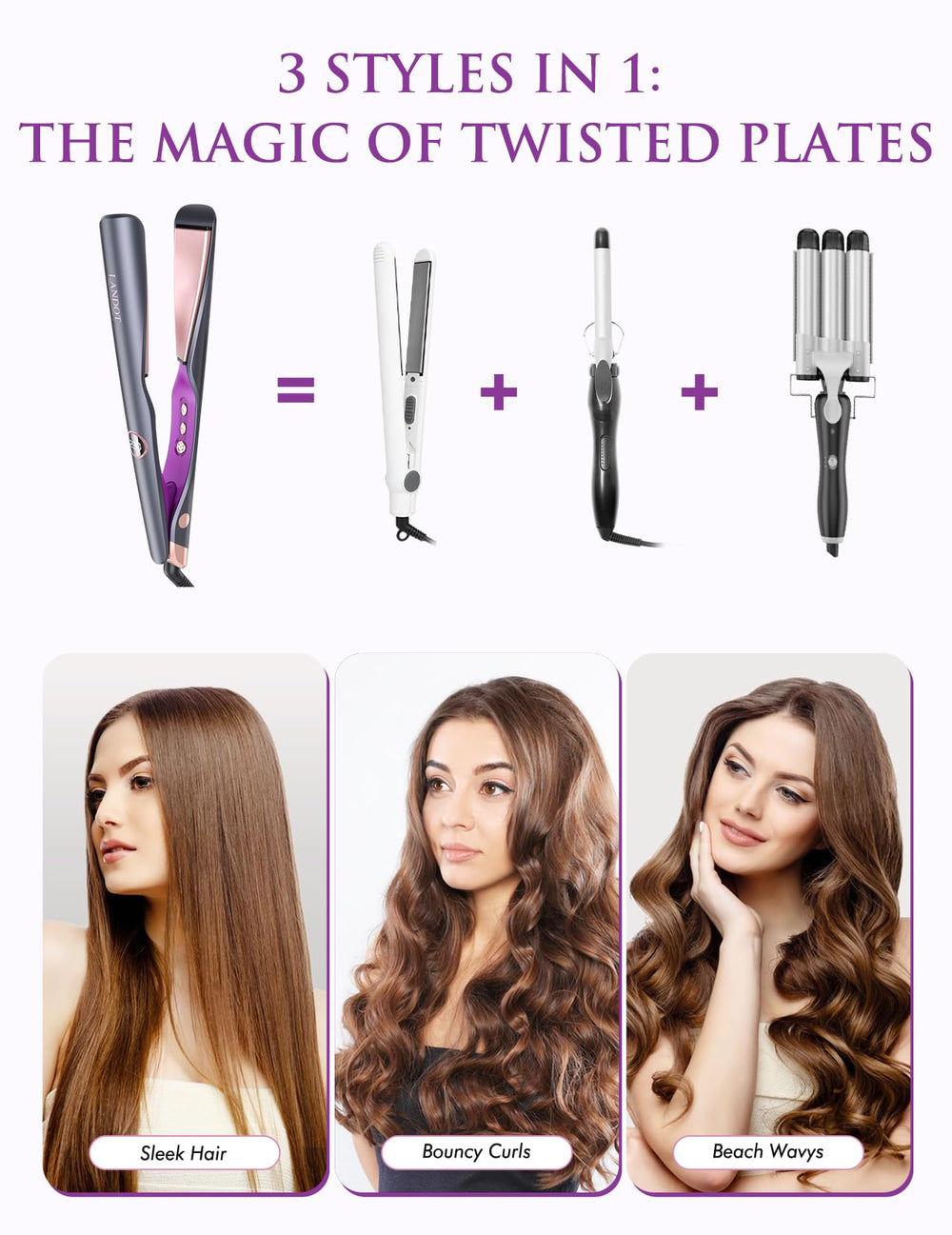 LANDOT styling in use pulling hair straight for frizz-free shiny results
