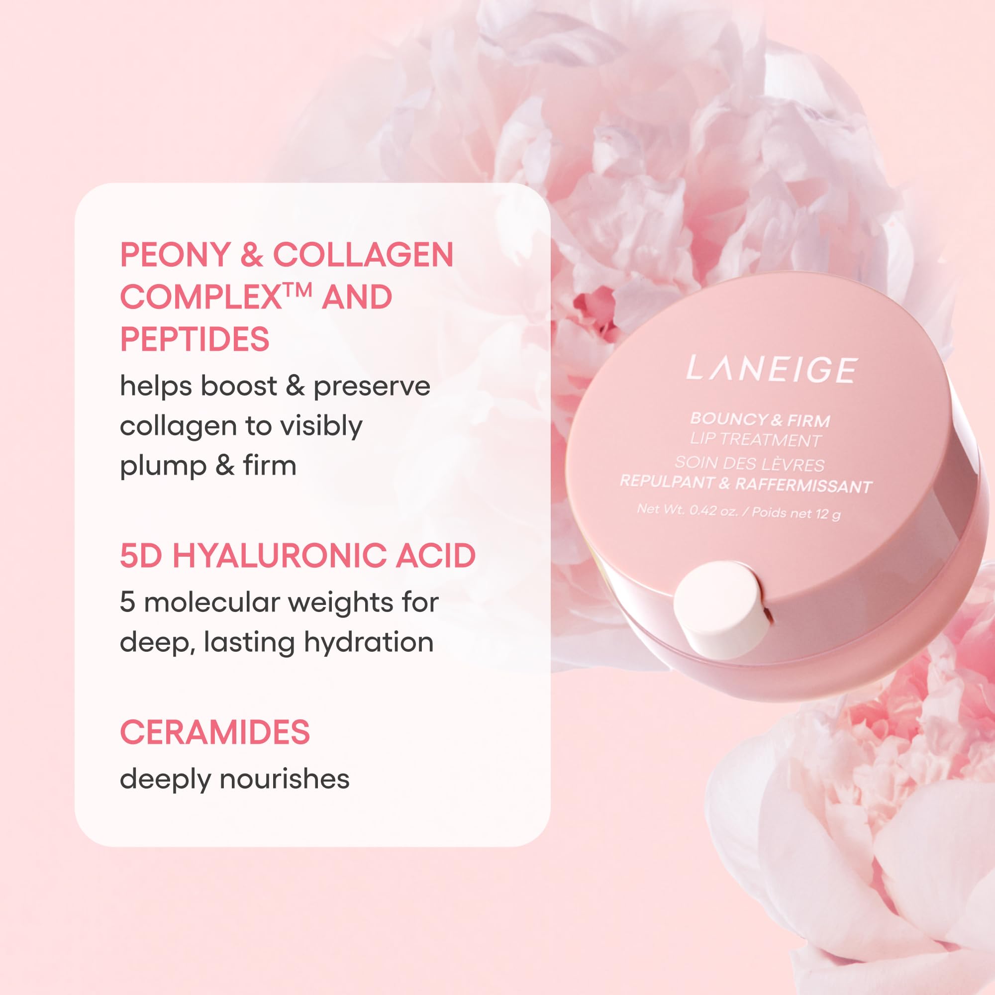 LANEIGE before and after lips comparison showing visible plumping and firmer look benefit