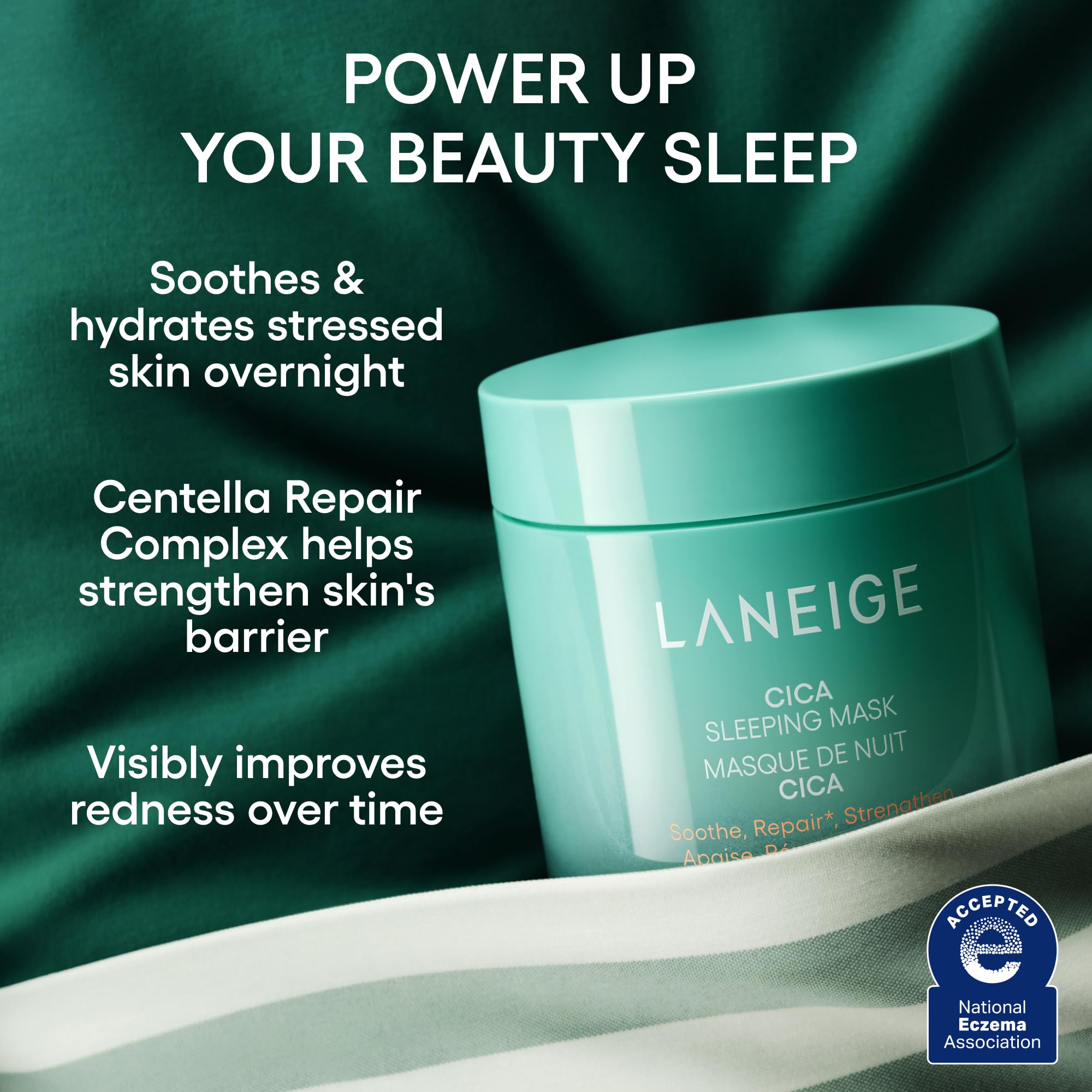 LANEIGE product being applied on hand to demonstrate calming moisture