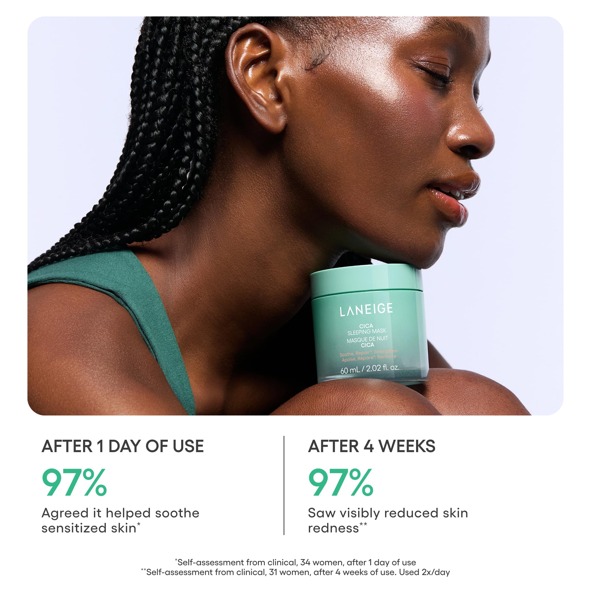 LANEIGE jar on nightstand suggesting overnight soothing skin routine