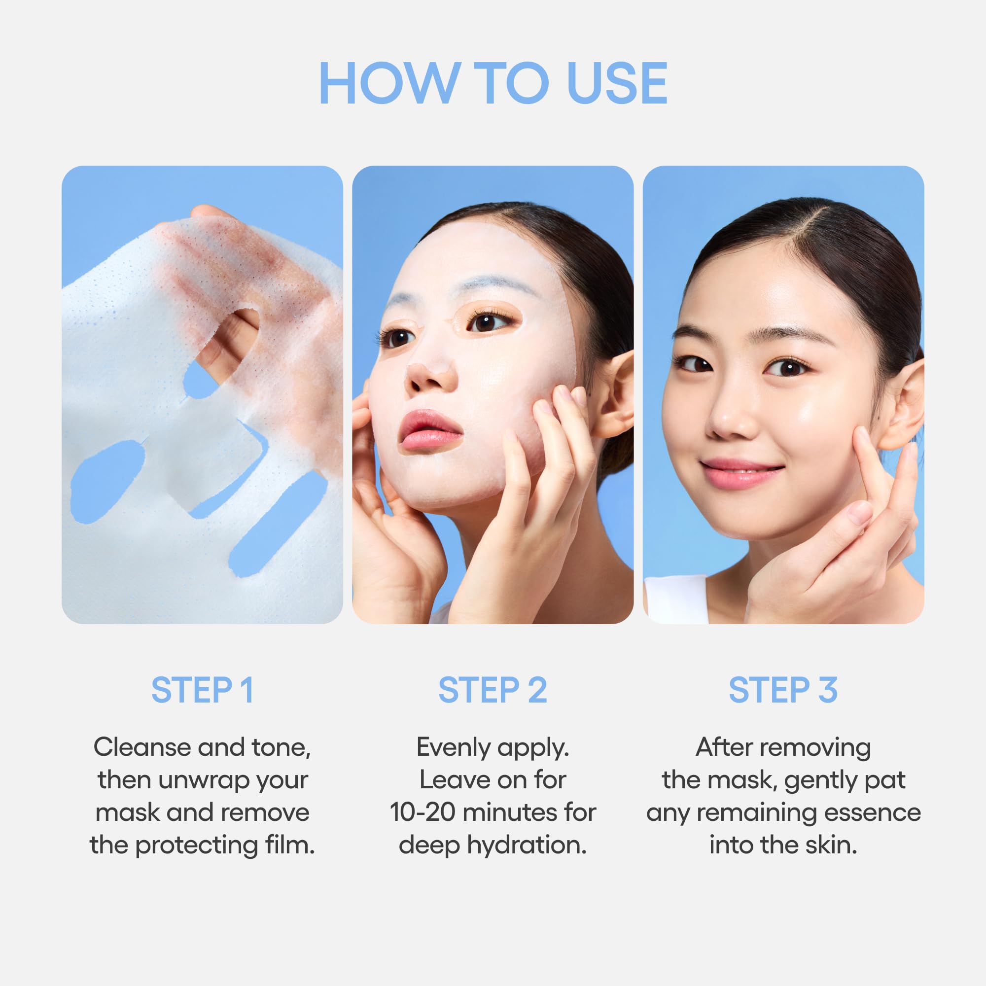 LANEIGE model applying sheet mask demonstrating breathable comfort and glow