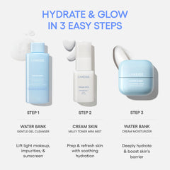 LANEIGE Cream Skin Mist spraying fine mist to hydrate and prep skin quickly