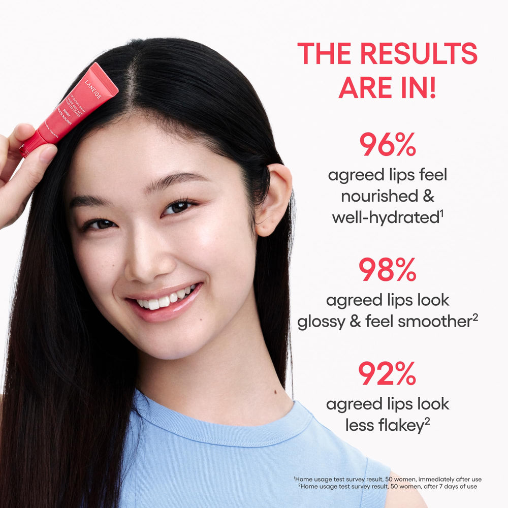LANEIGE daytime shine on lips showing glossy, healthy-looking finish