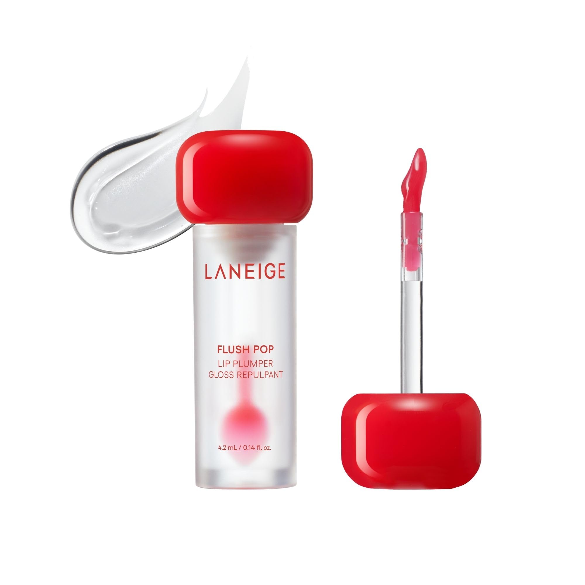 LANEIGE front tube shot showing clear gloss and brand, conveys freshness