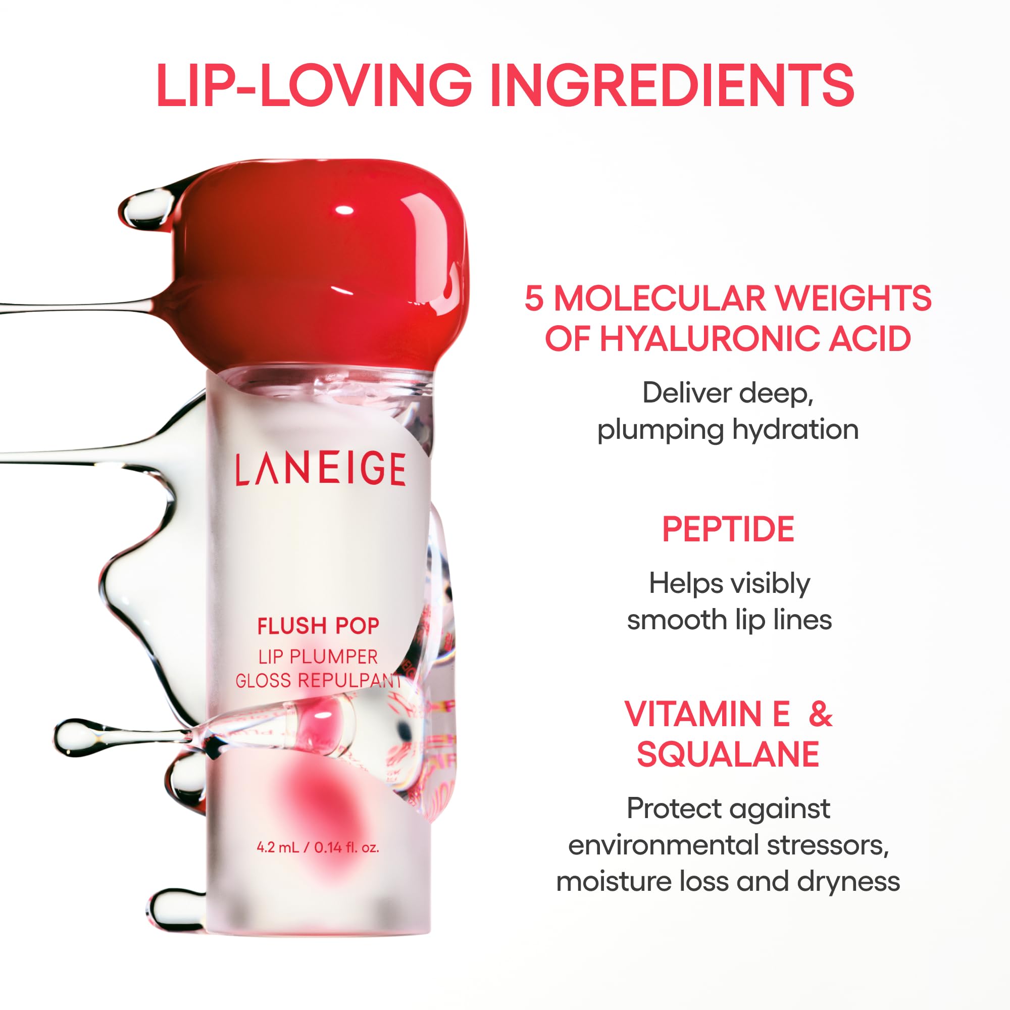 LANEIGE silicone-tip detail highlighting smooth, even product distribution benefit