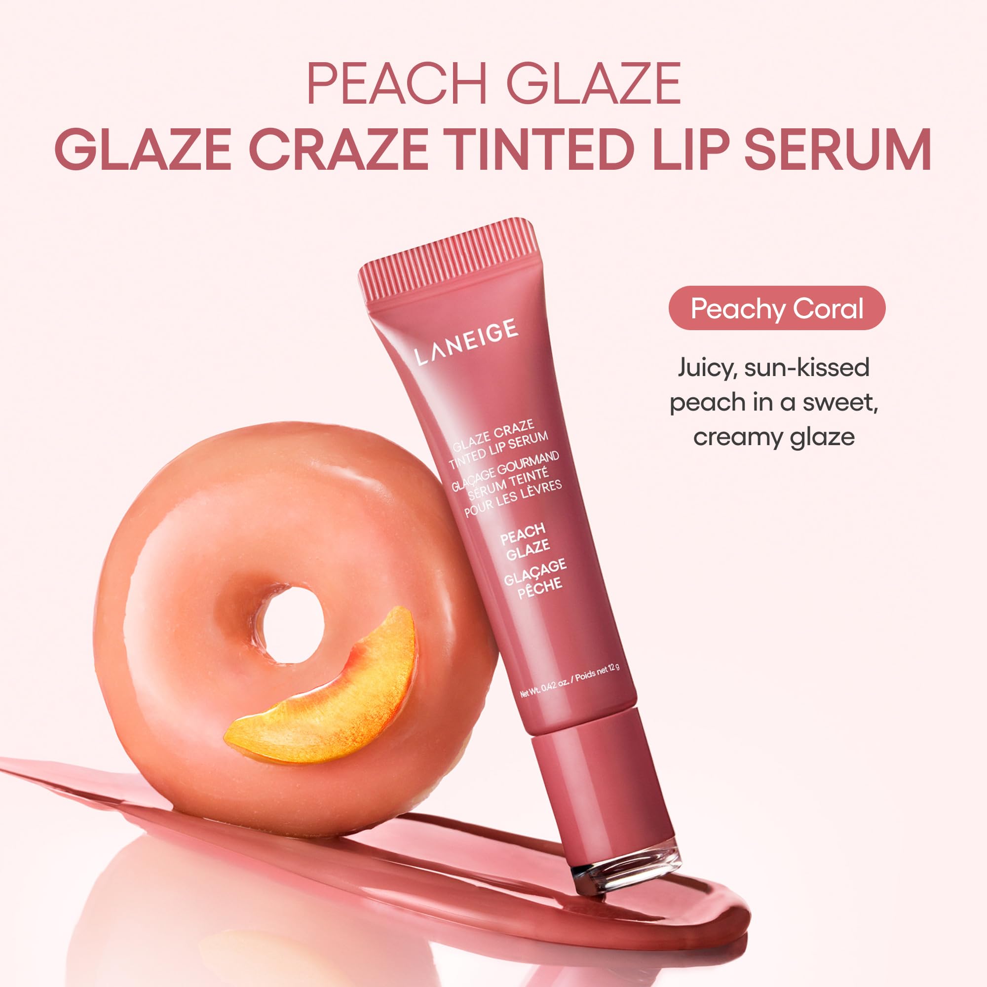 LANEIGE array of four donut-inspired shades lined up to compare color intensity and finish