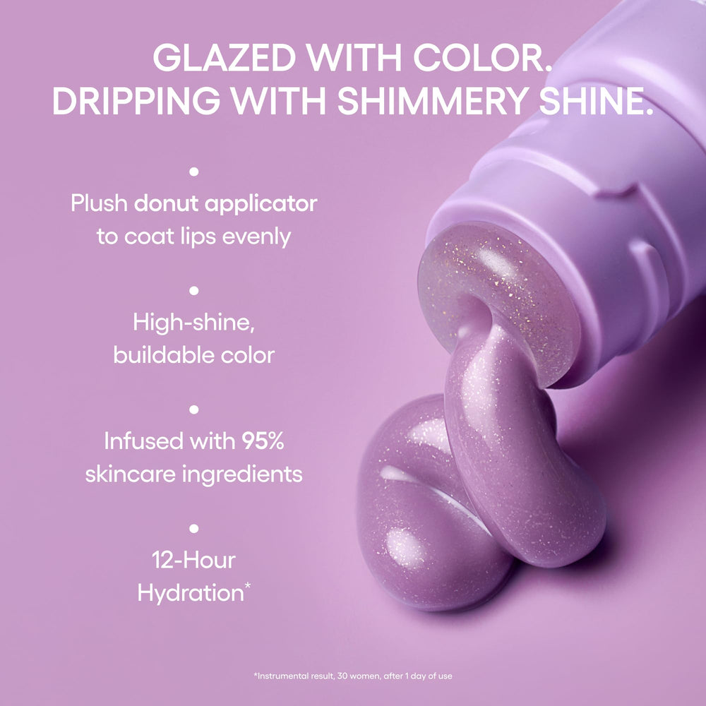 LANEIGE texture swatch of lavender frosting tint, shows glossy, serum-like finish
