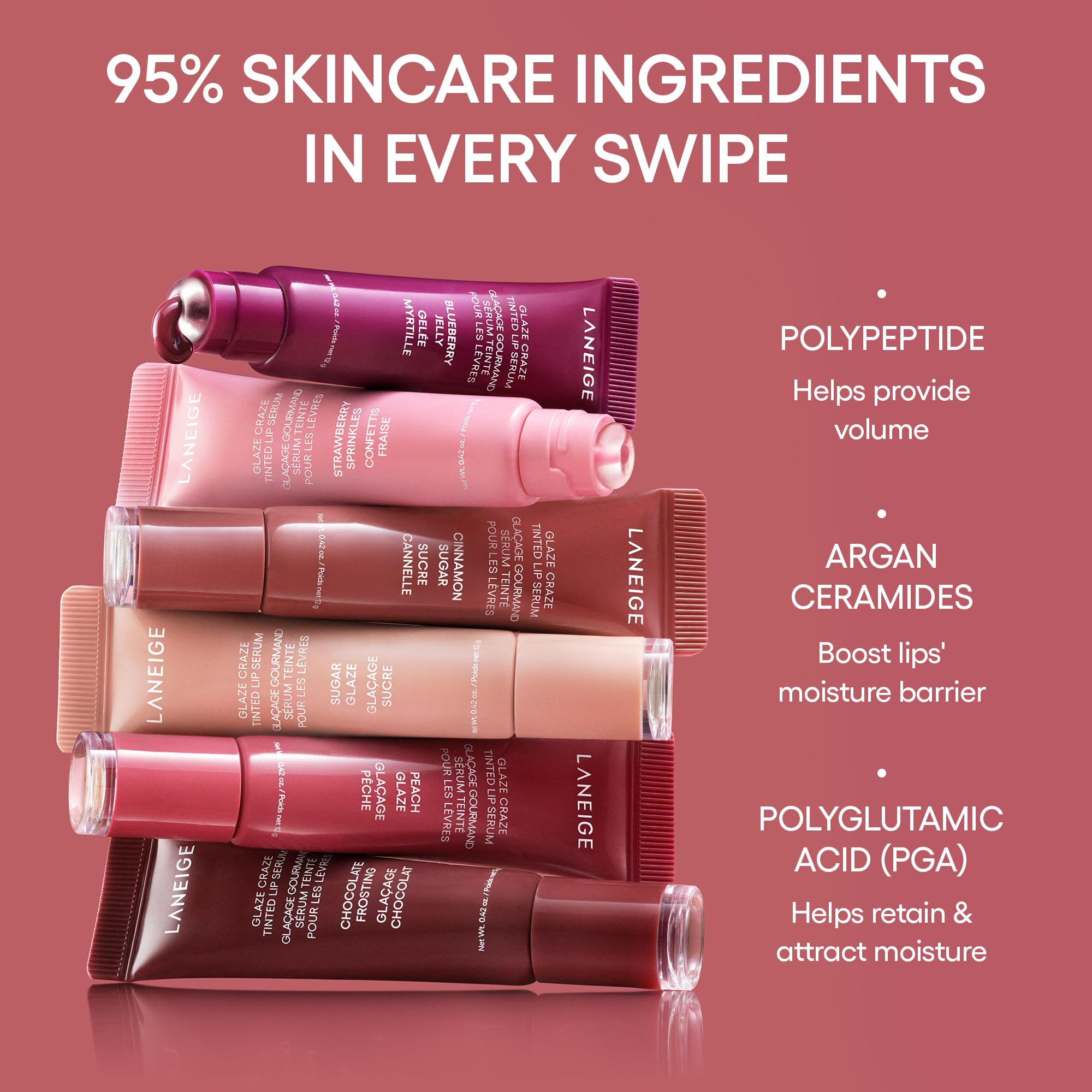 LANEIGE used as a topper over matte lipstick adding shine