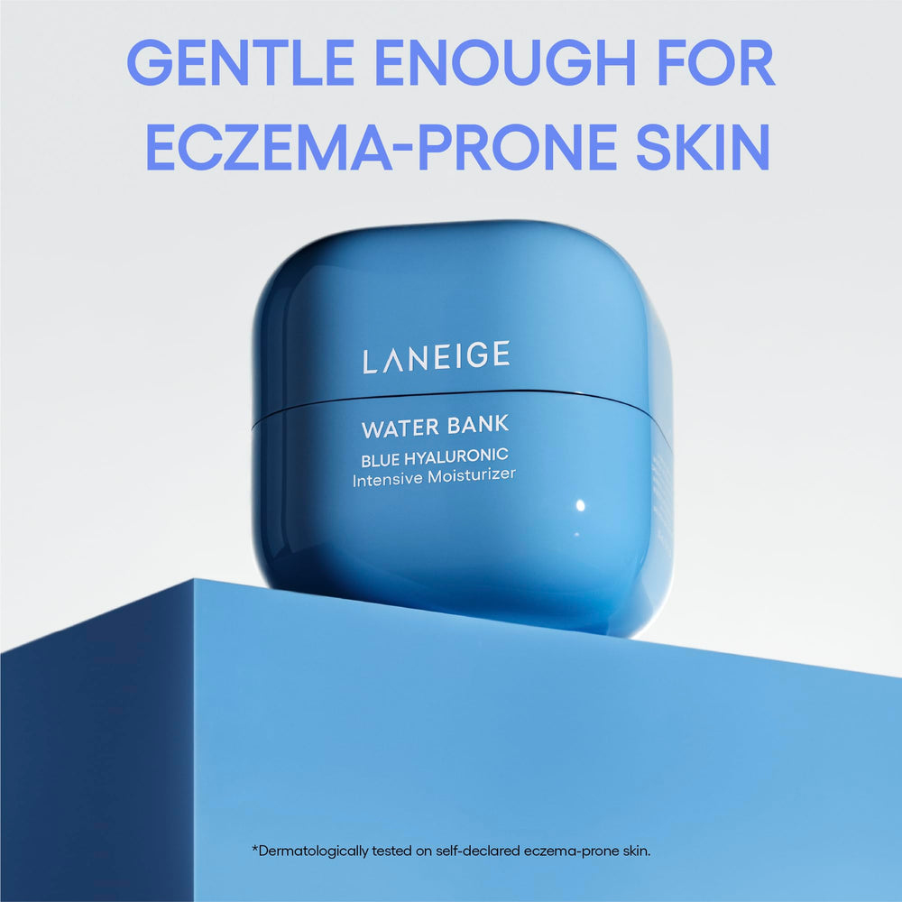 LANEIGE blue hyaluronic molecule graphic highlighting deep hydration action
