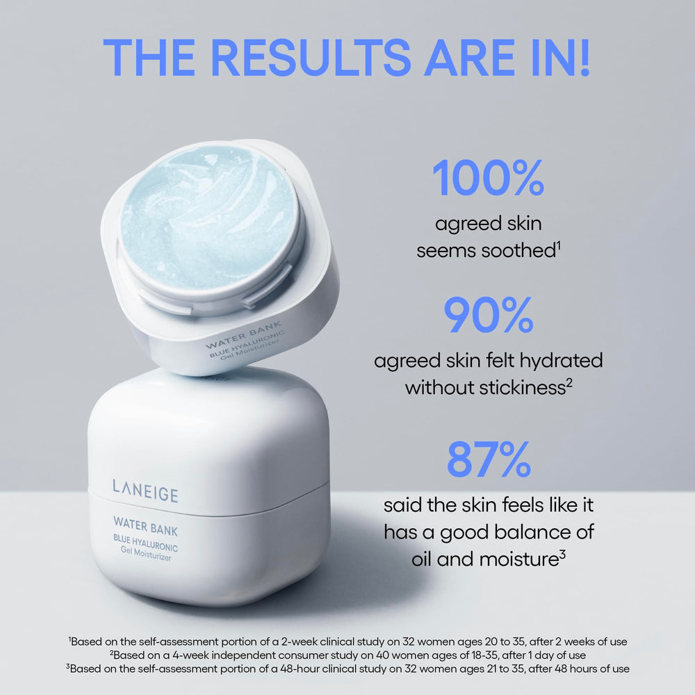 LANEIGE ingredients label highlighting Blue Hyaluronic Acid and purity benefit