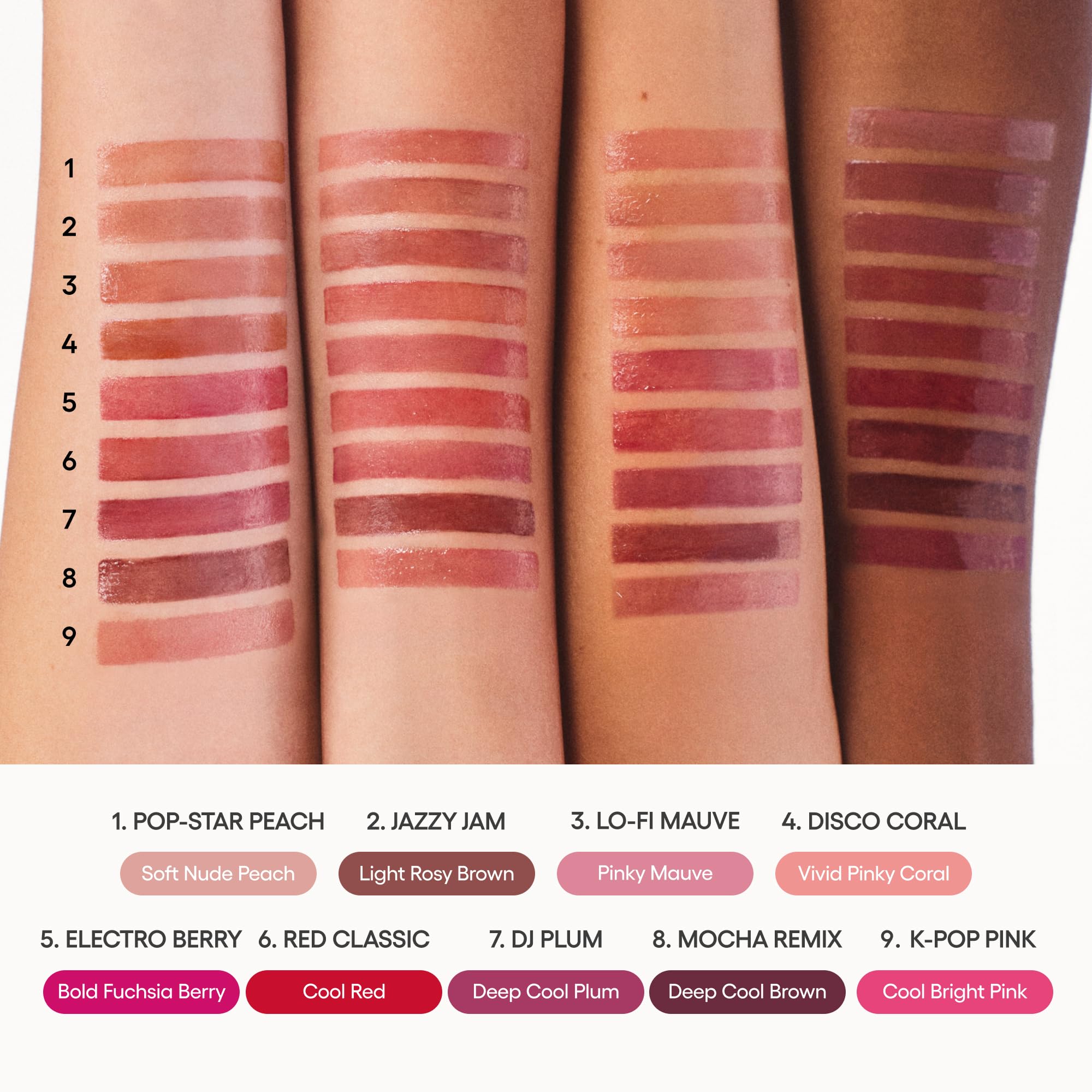 LANEIGE K-POP PINK tint on swatch for vibrant glossy impact