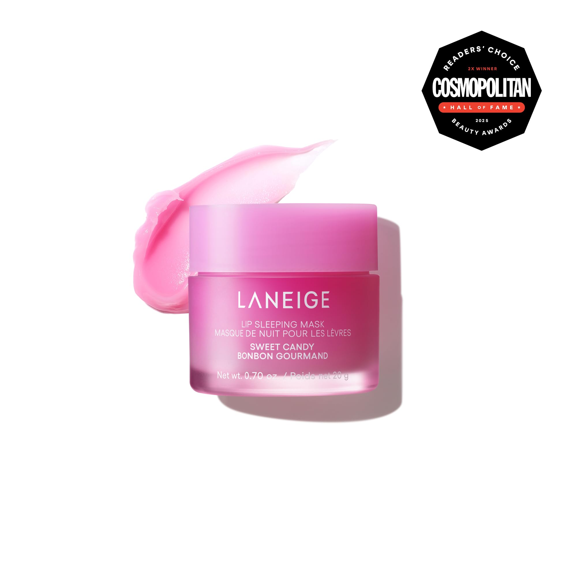 LANEIGE open tub texture close-up revealing creamy mask for overnight moisture