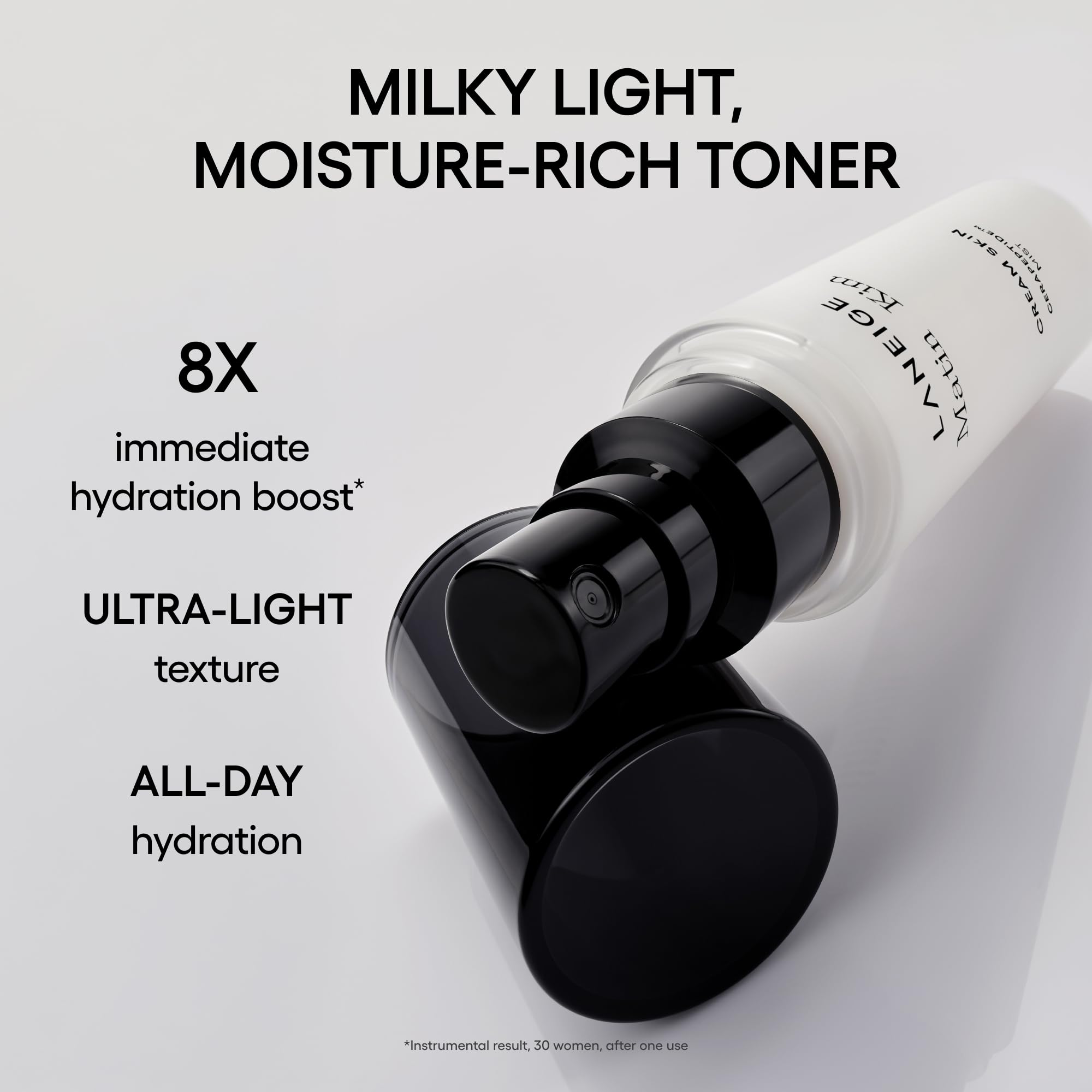 LANEIGE mist applied over forearm to demonstrate quick absorption and soothing