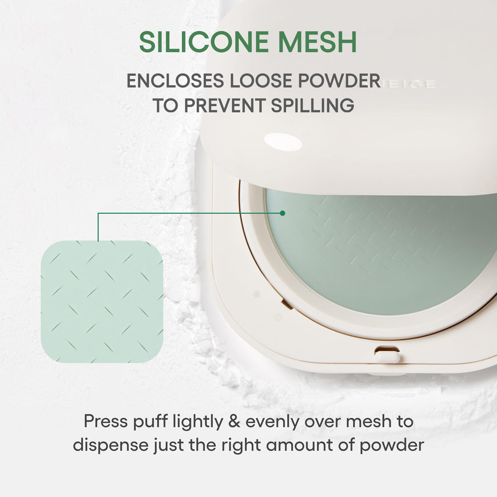 LANEIGE powder applied to T-zone, mattifies and minimizes shine