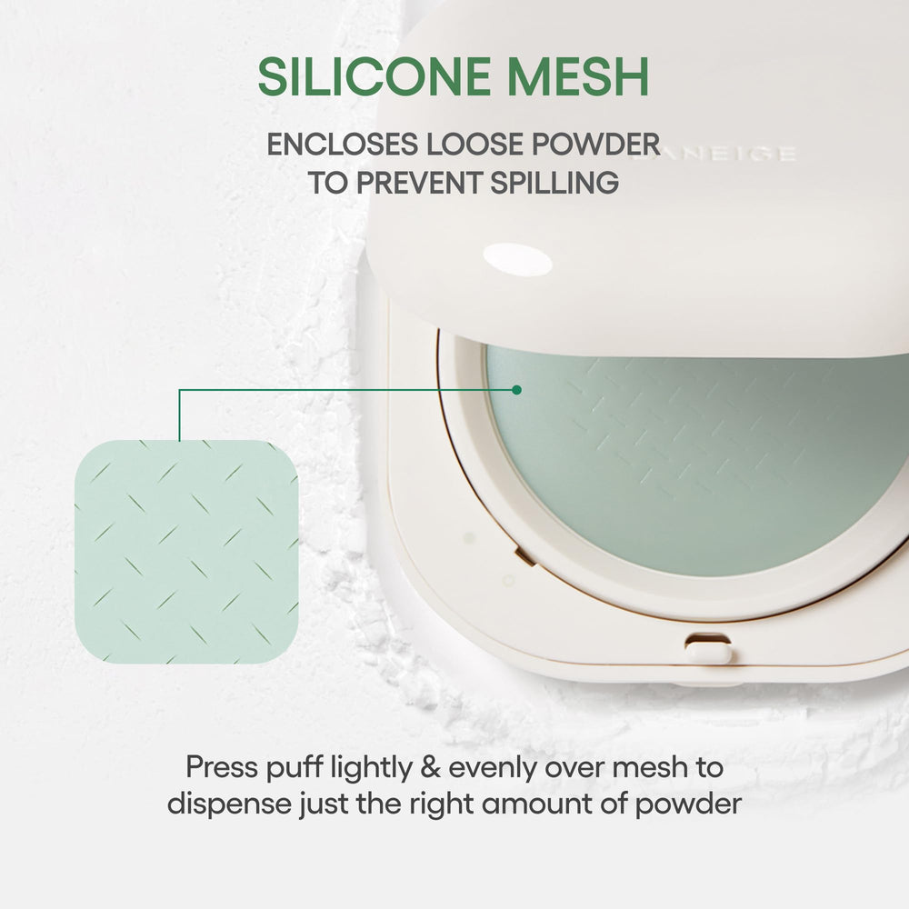 LANEIGE powder applied to T-zone showcasing targeted shine control benefits