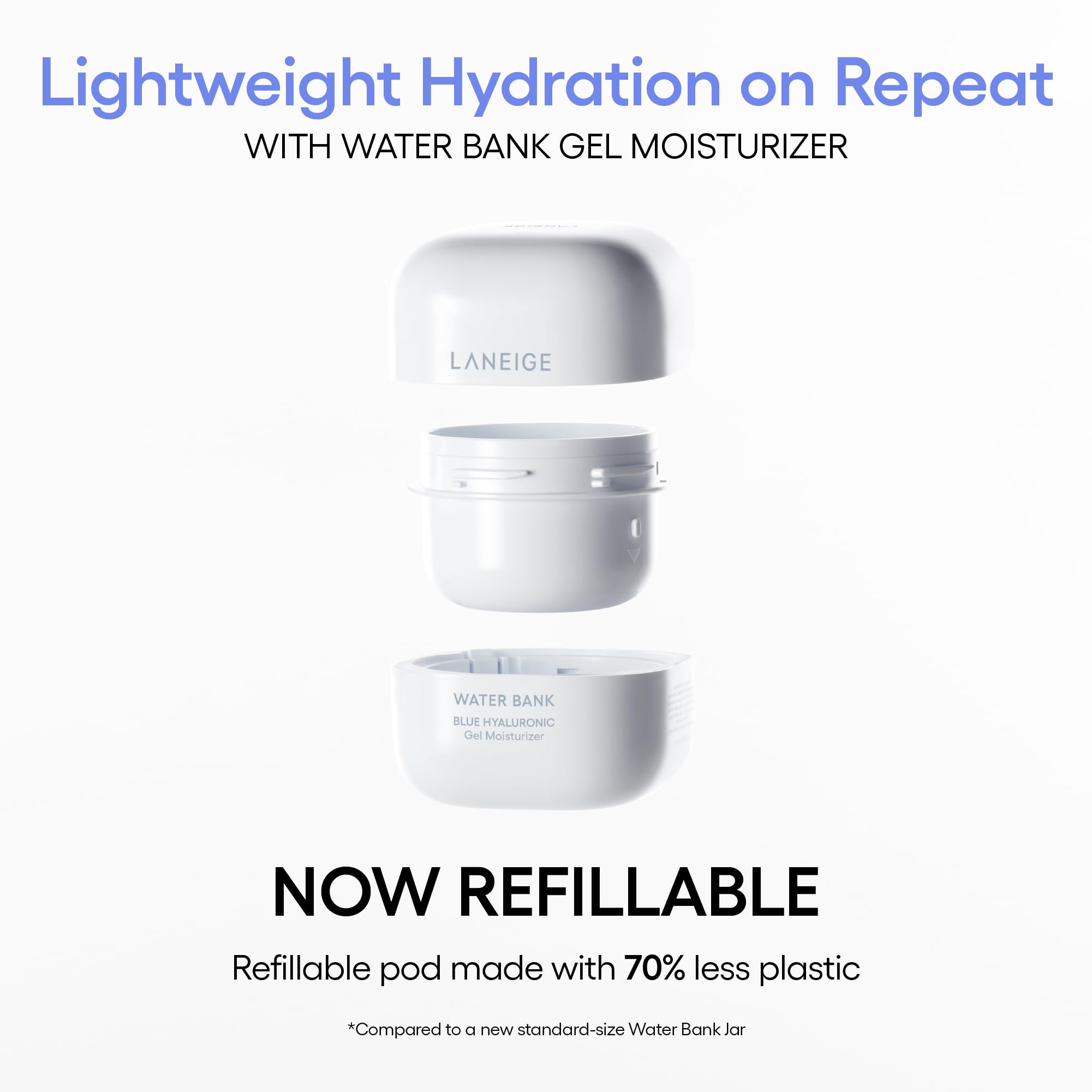 LANEIGE refill pouch packaging showing reduced waste and eco benefit
