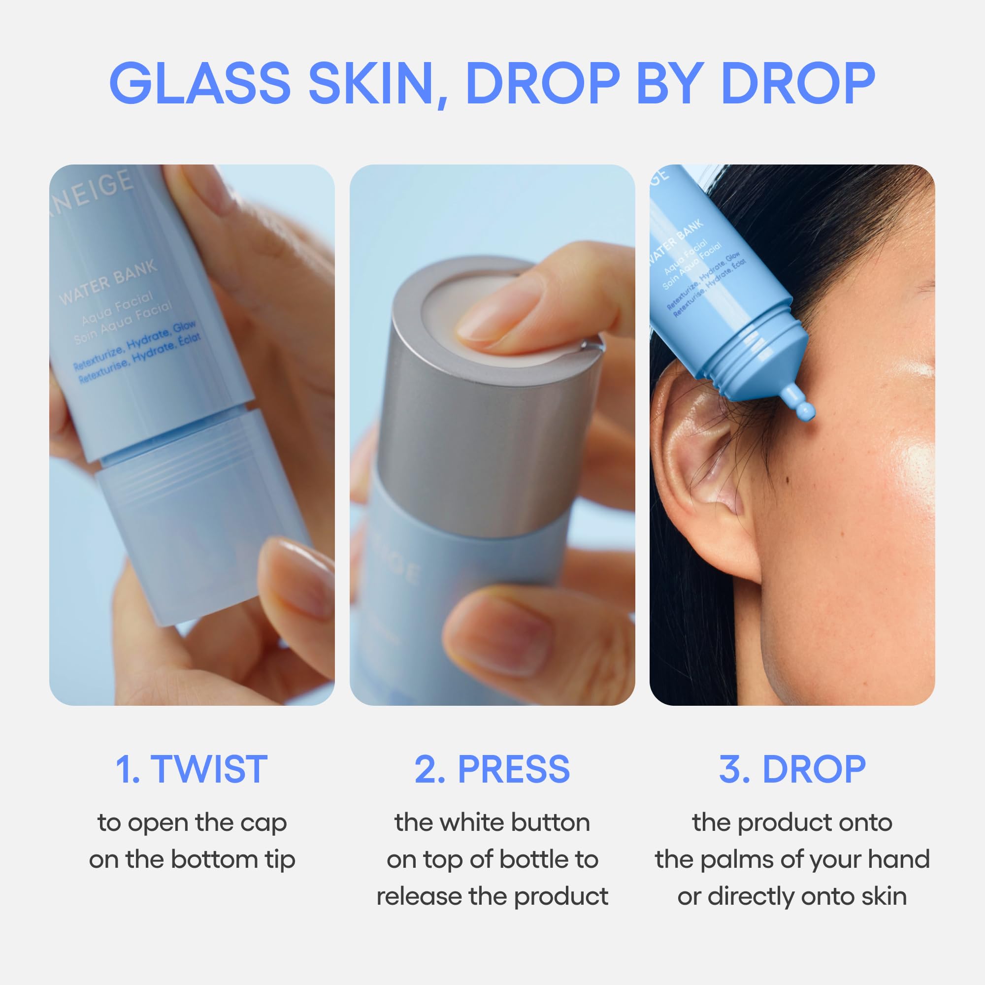 LANEIGE before and after skin texture comparison showing smoothing