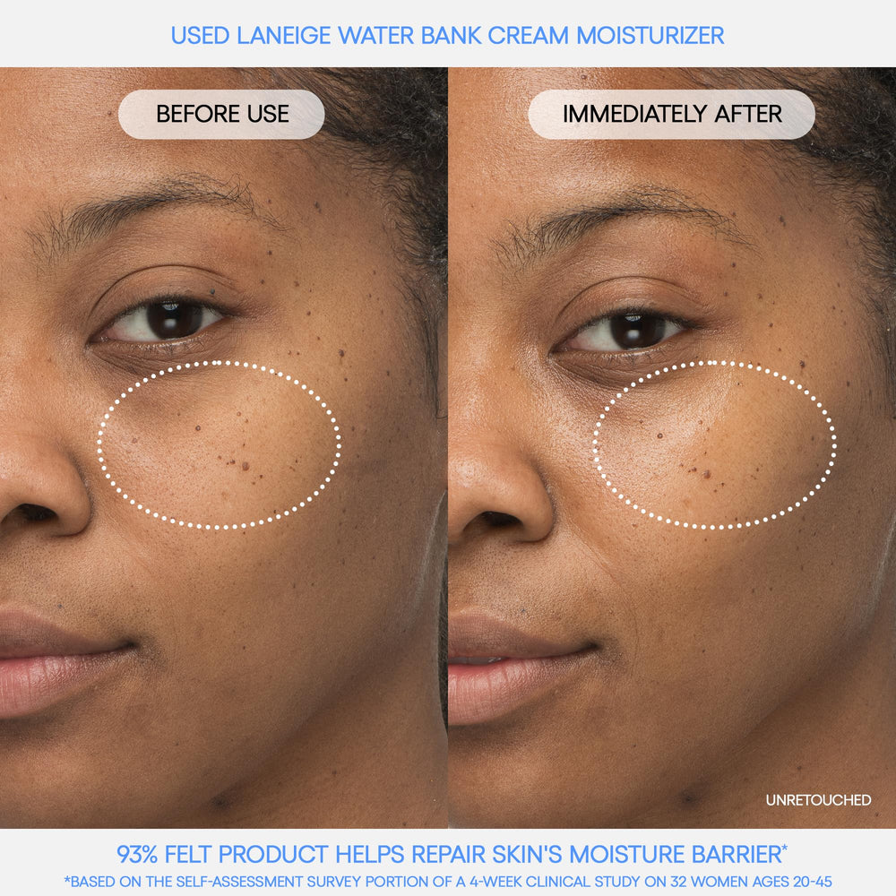 LANEIGE Water Bank Cream jar highlighting rich moisturizing benefit