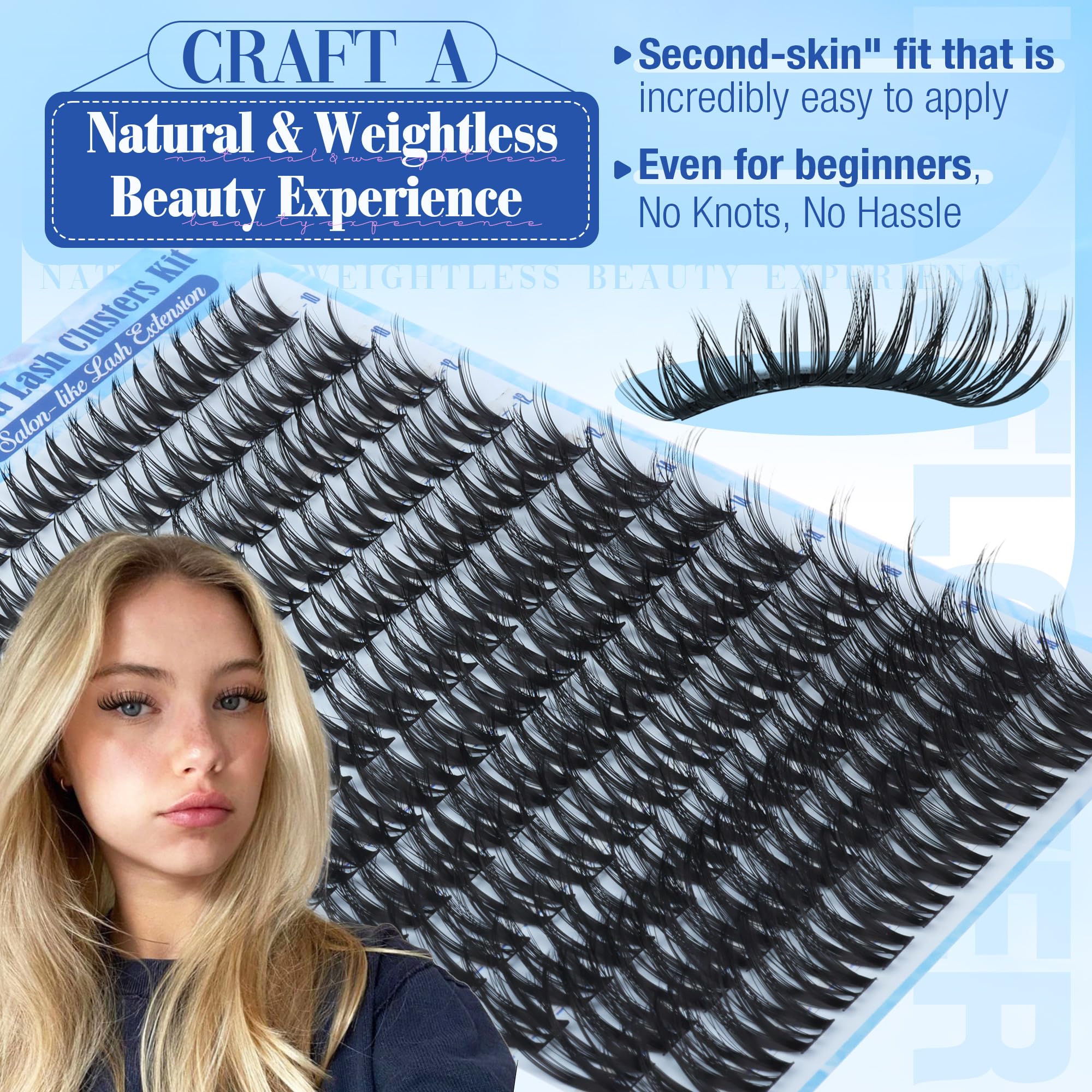 LANFLOWER model wearing lashes illustrating natural, wispy volume