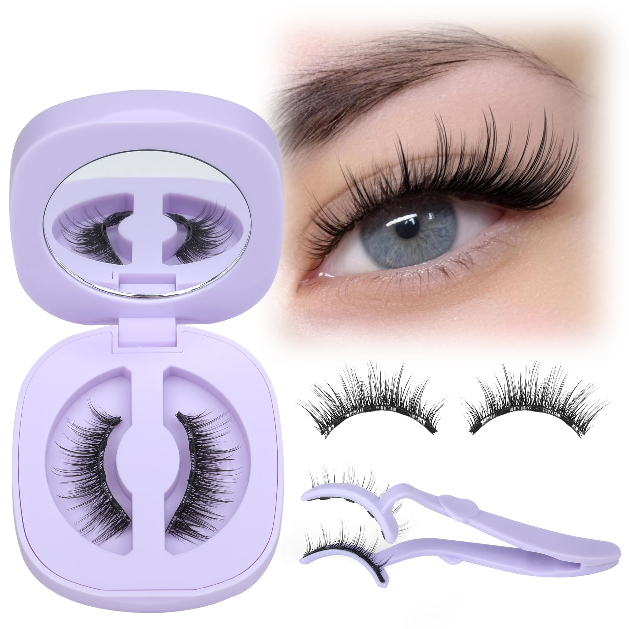 LANFLOWER front packaging showing magnetic lashes and applicator benefits