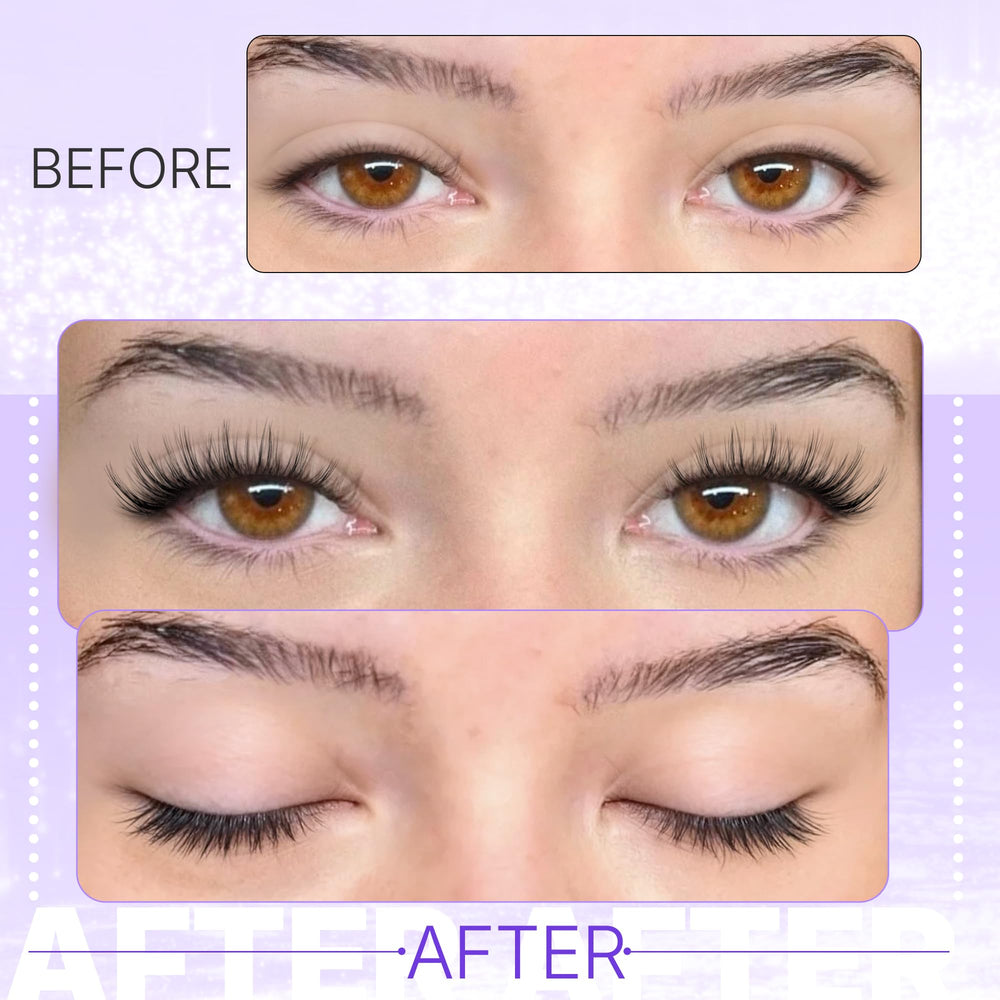lanflower model wearing lashes for a lifted cat-eye look and subtle volume