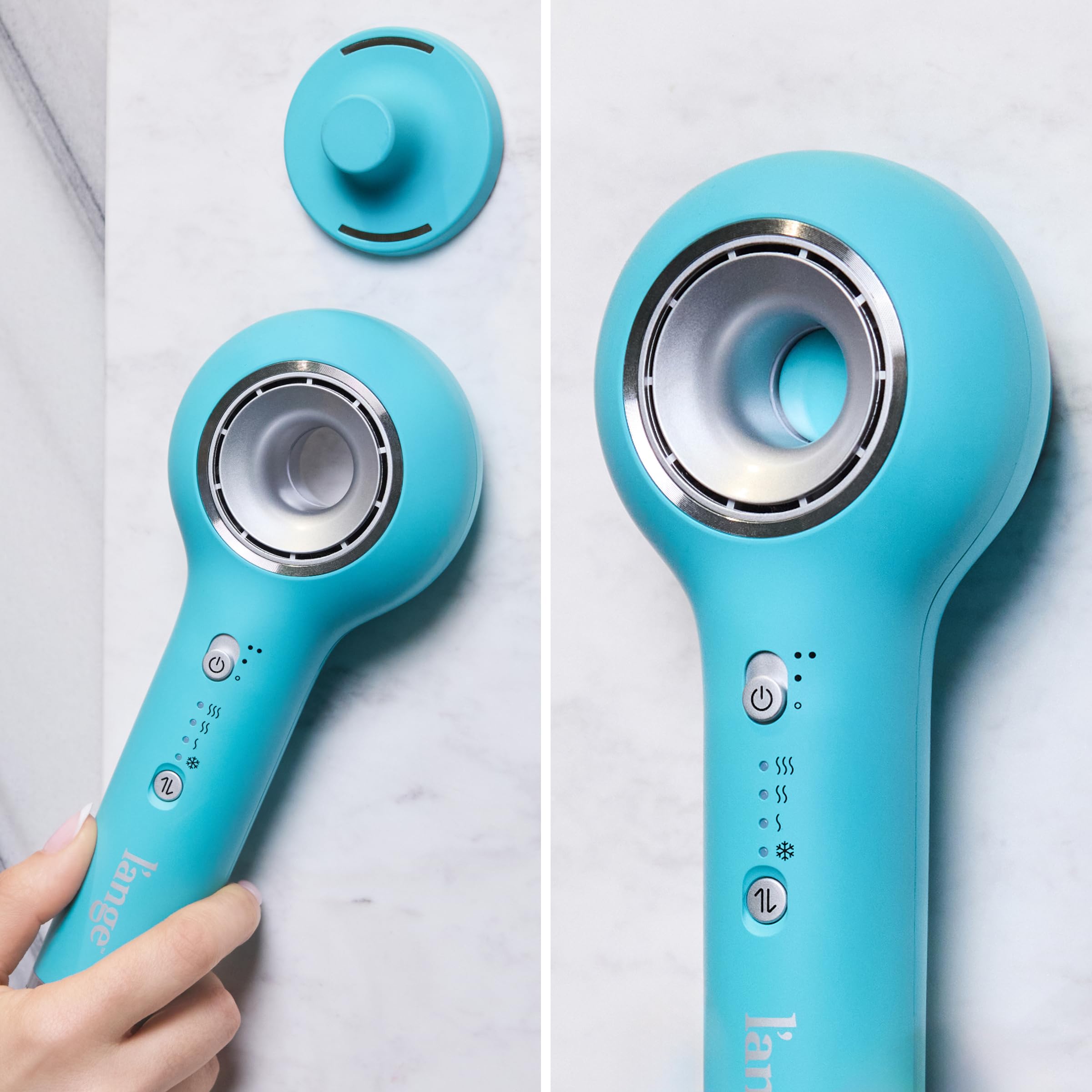 L'ANGE HAIR Axia HaloRing on magnetic wall mount for tidy storage and quick access