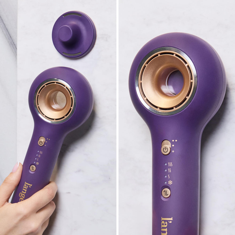 L'ANGE HAIR Axia HaloRing purple finish texture close-up showing premium design and aesthetic appeal