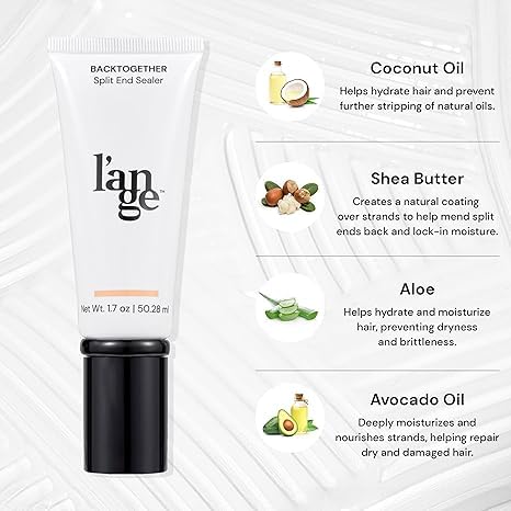 L'ANGE HAIR applying sealer to hair ends to visibly reduce frizz and split look