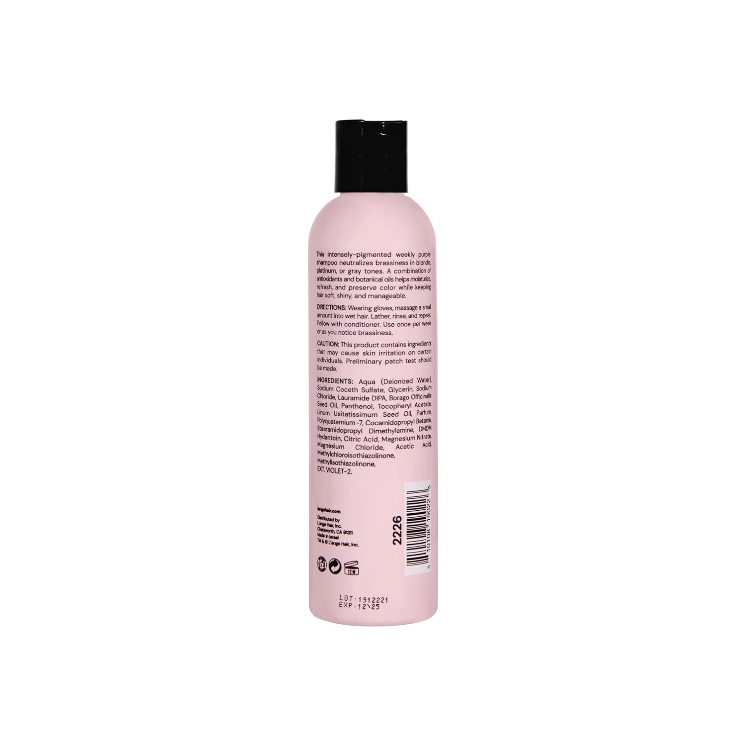 L'ANGE HAIR shampoo on bathroom shelf in lifestyle setting for routine