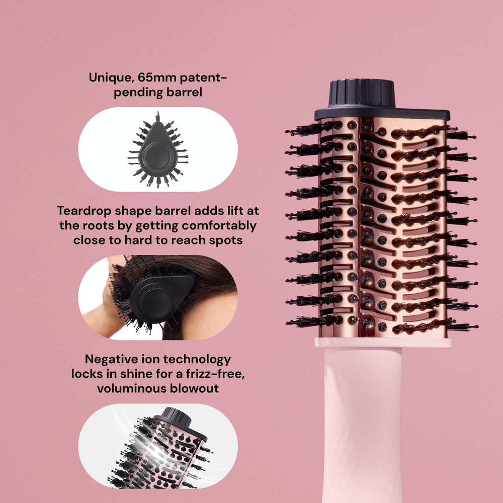 L'ANGE HAIR bristles and titanium texture detail showing gentle grip and even heat distribution benefit