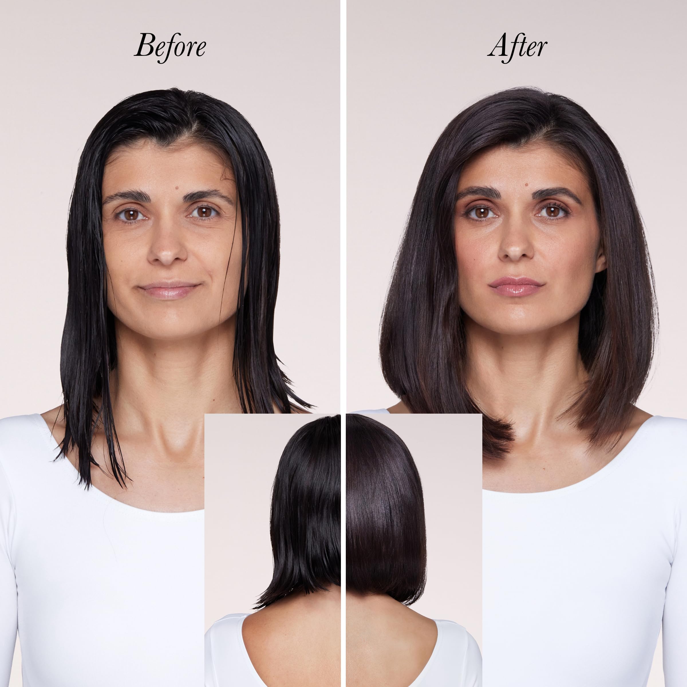 L'ANGE HAIR control buttons closeup showing three heat settings and simple temperature adjustment benefit