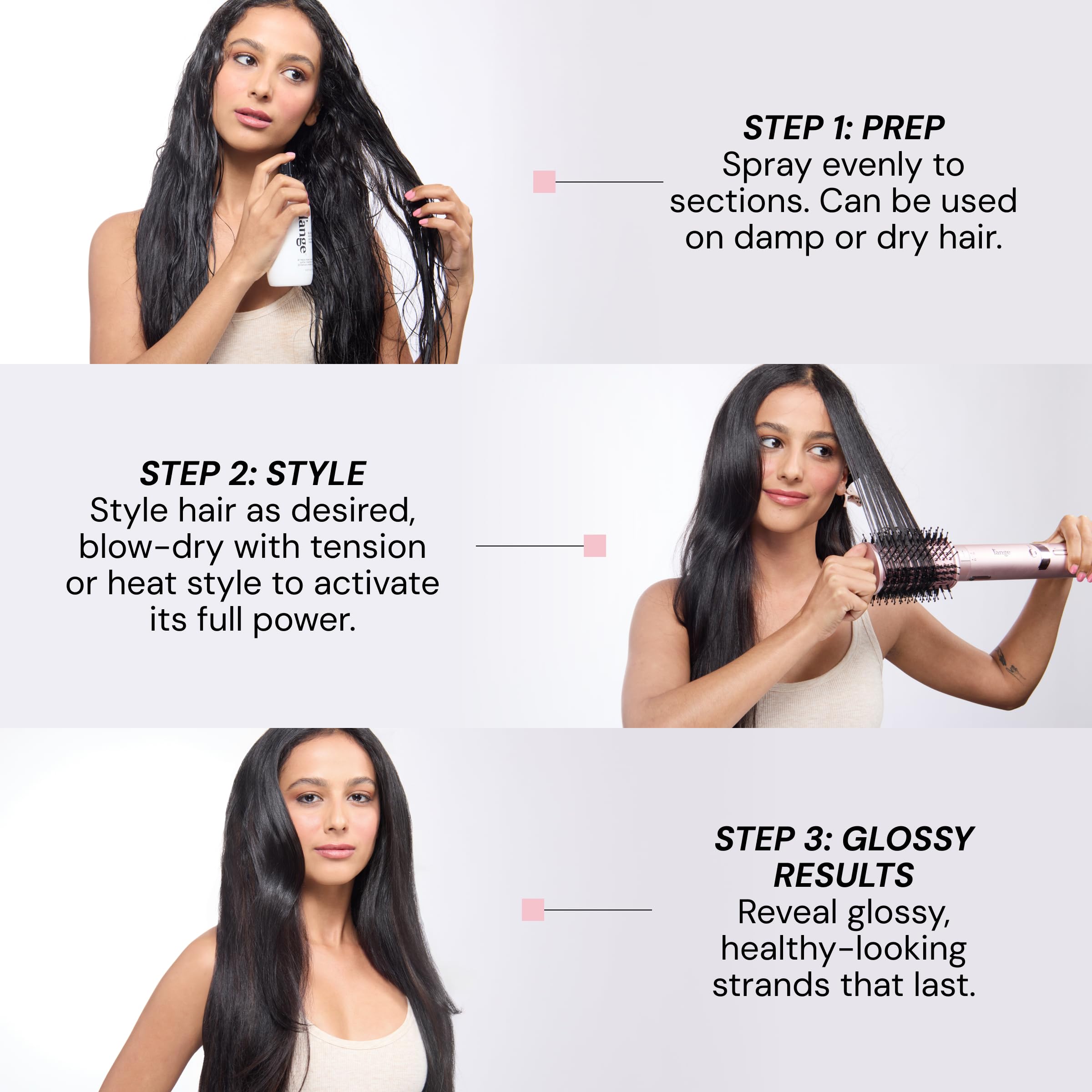 L'ANGE HAIR red algae and silicone complex graphic showing nourishing benefits