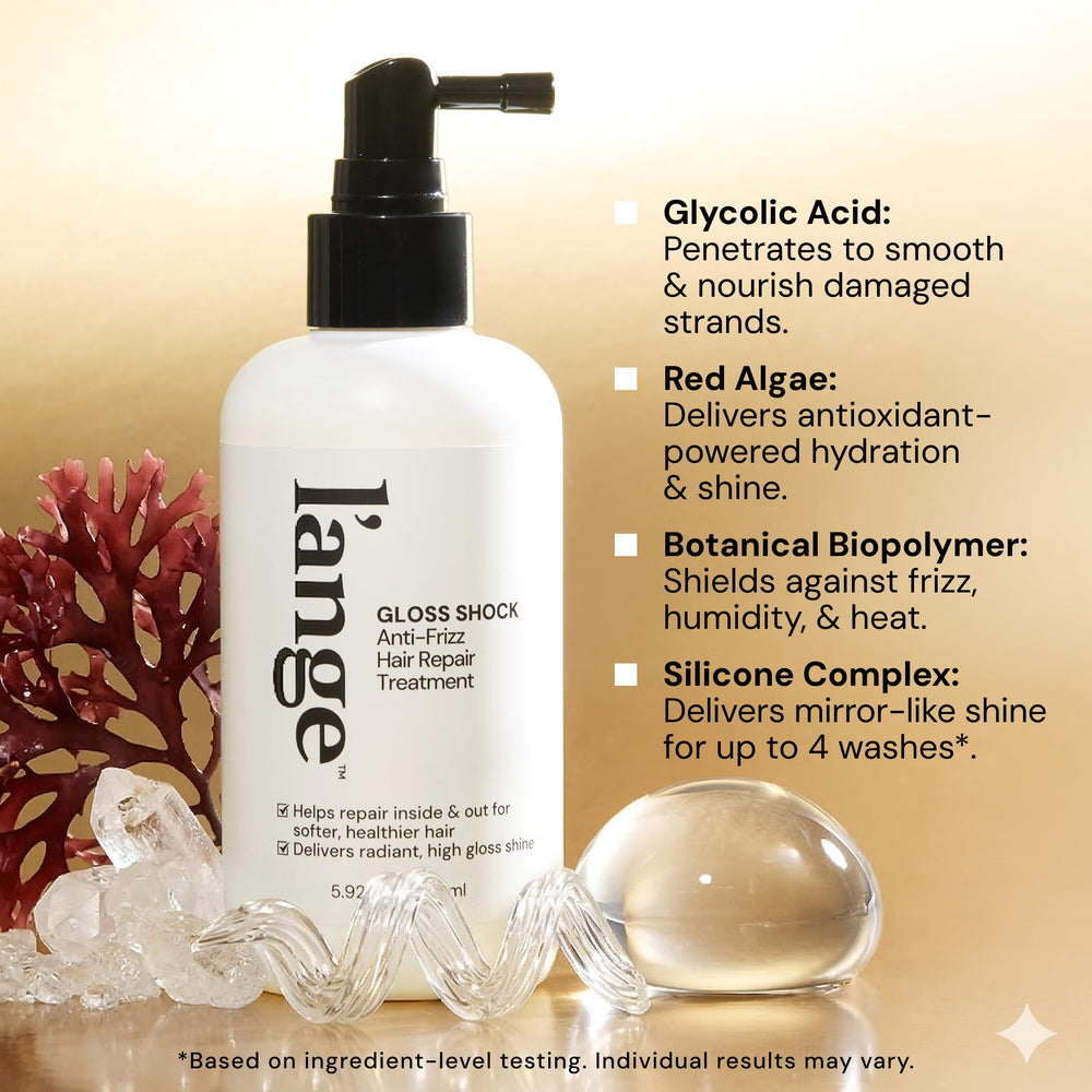 L'ANGE HAIR mist applied to damp hair as a primer for heat styling