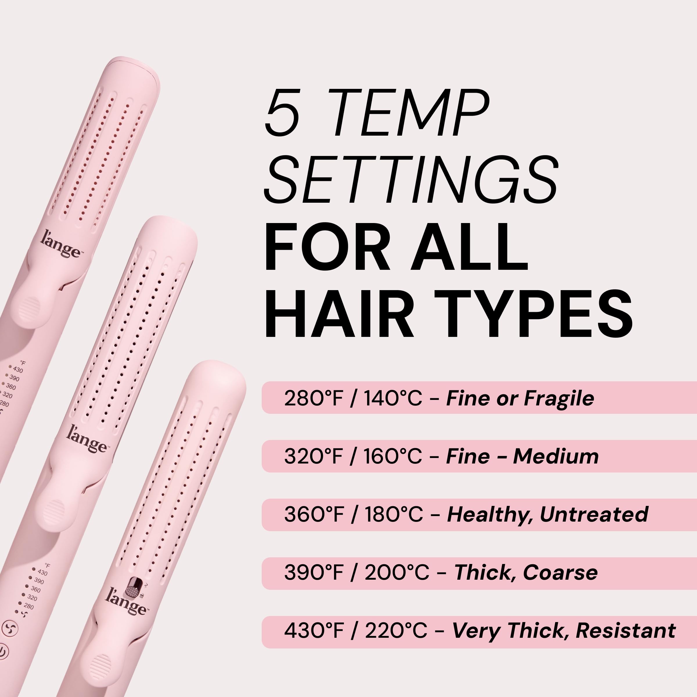 L'ANGE HAIR on vanity in a lifestyle scene suggesting salon results at home