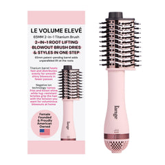 L'ANGE HAIR front view of blush 2-in-1 brush dryer showing sleek design and benefit of quick styling