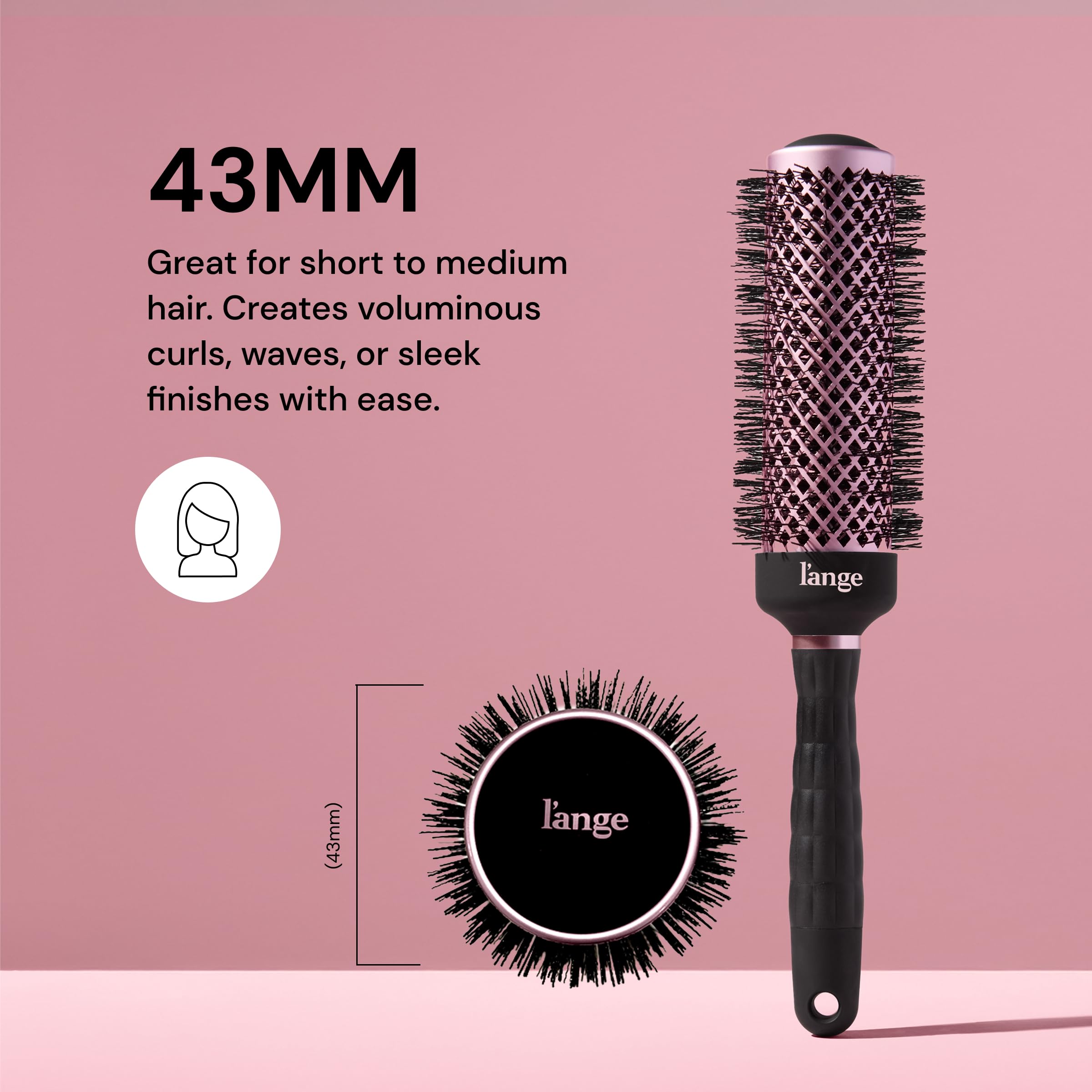 L'ANGE HAIR close-up of ceramic 43mm barrel showing even heat distribution benefit