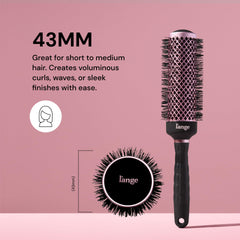 L'ANGE HAIR close-up of ceramic 43mm barrel showing even heat distribution benefit