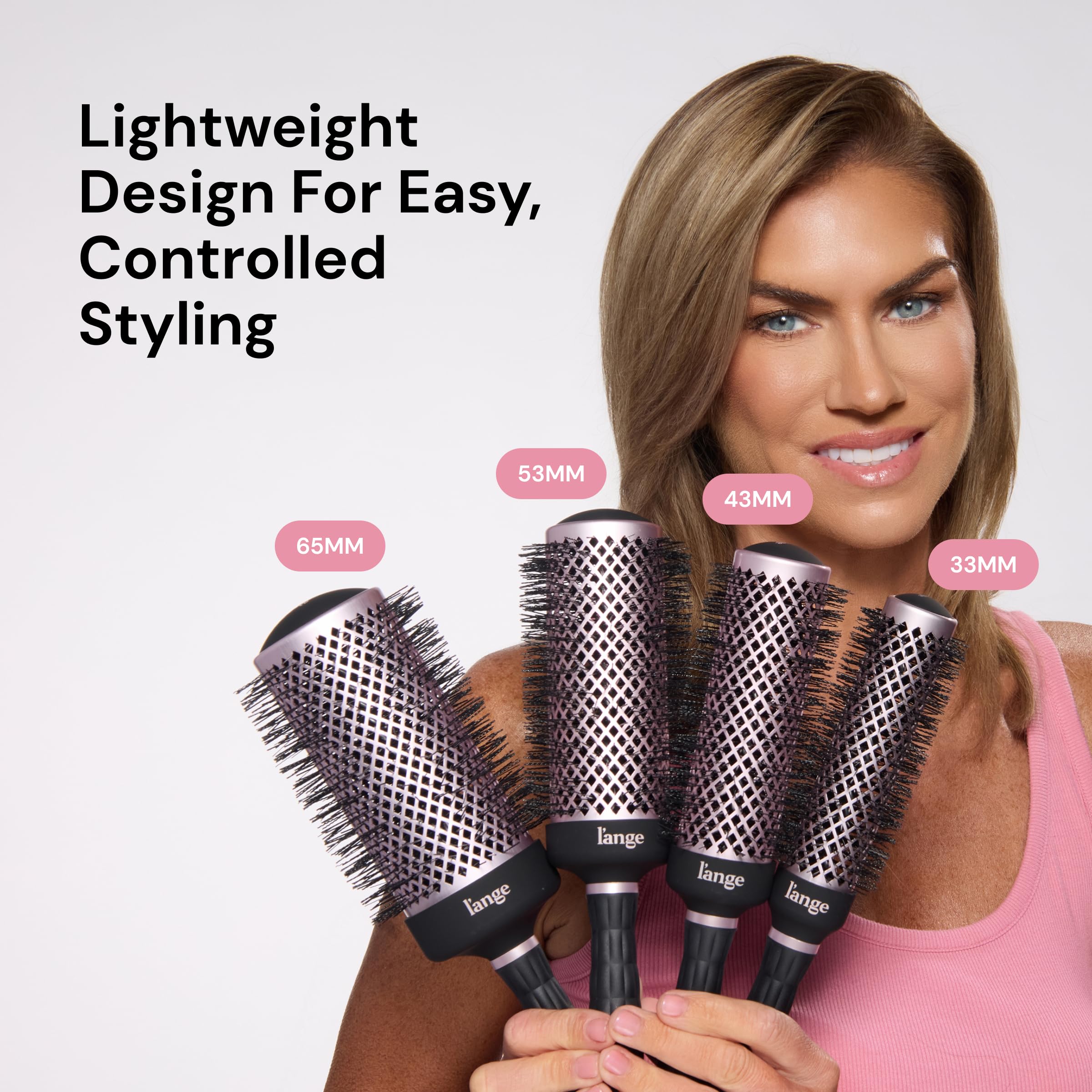 L'ANGE HAIR vented barrel side showing airflow channels that speed dry time benefit