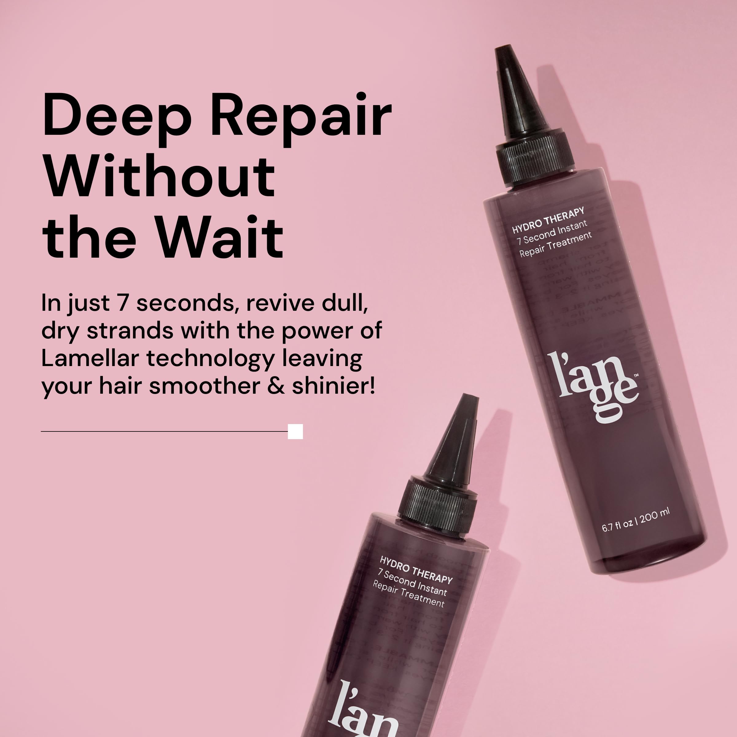 L'ANGE HAIR pump close-up highlighting controlled dispense and travel-safe top