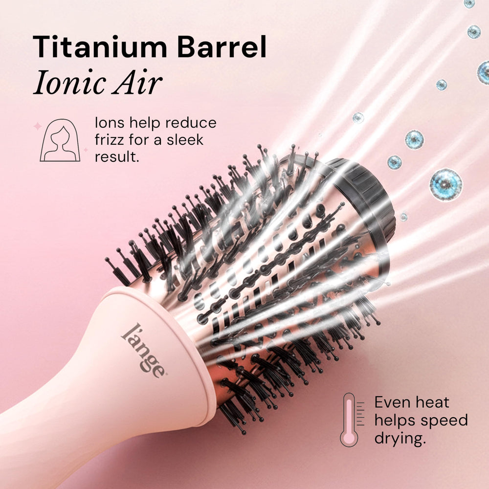 L'ANGE HAIR close texture of bristles and barrel showing grip and smoothing action
